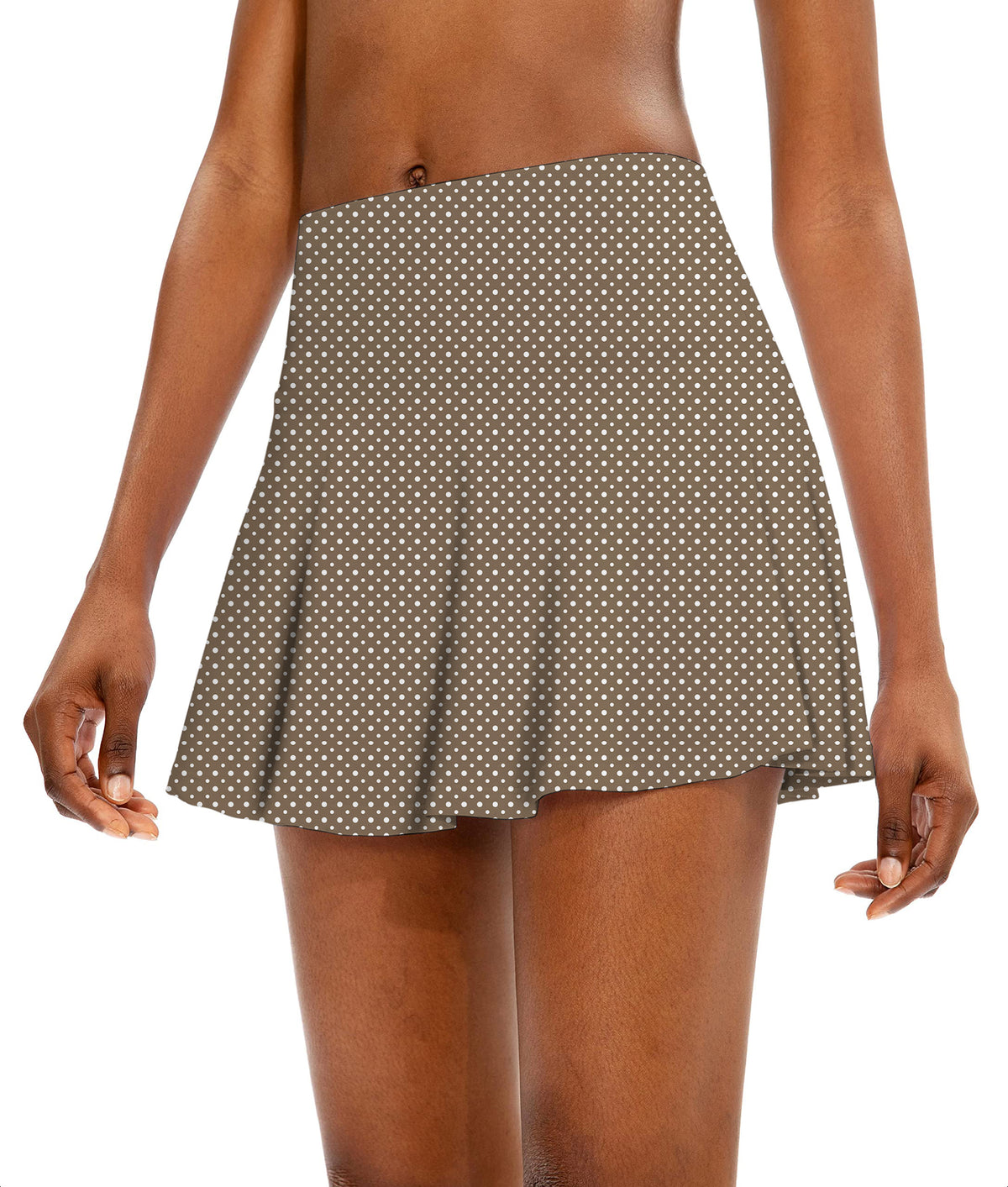 white polka dot brown Women's Athletic Golf Skorts Flared Skirts