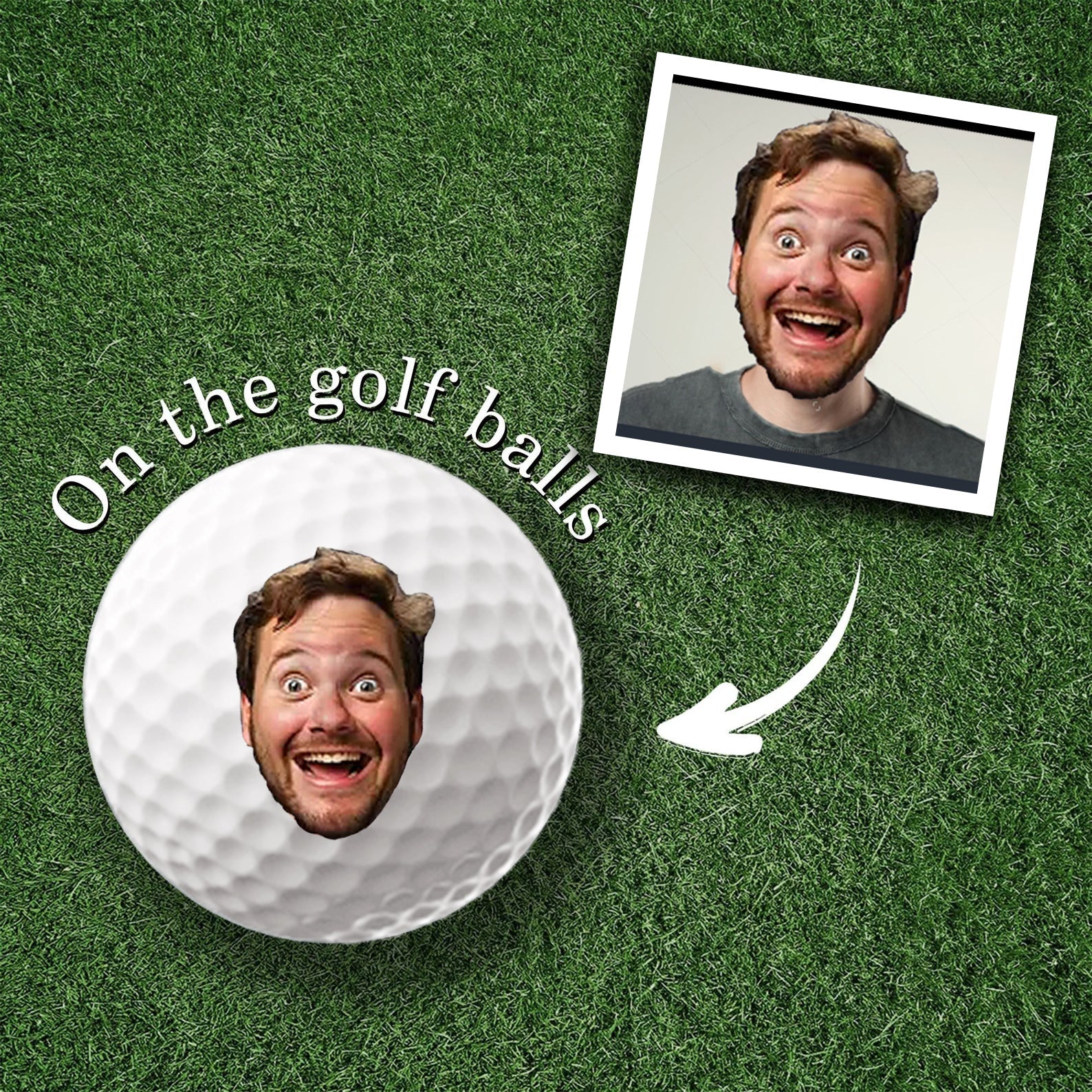 Custom photo golf ball with a personalized face print on the ball for a unique golf gift
