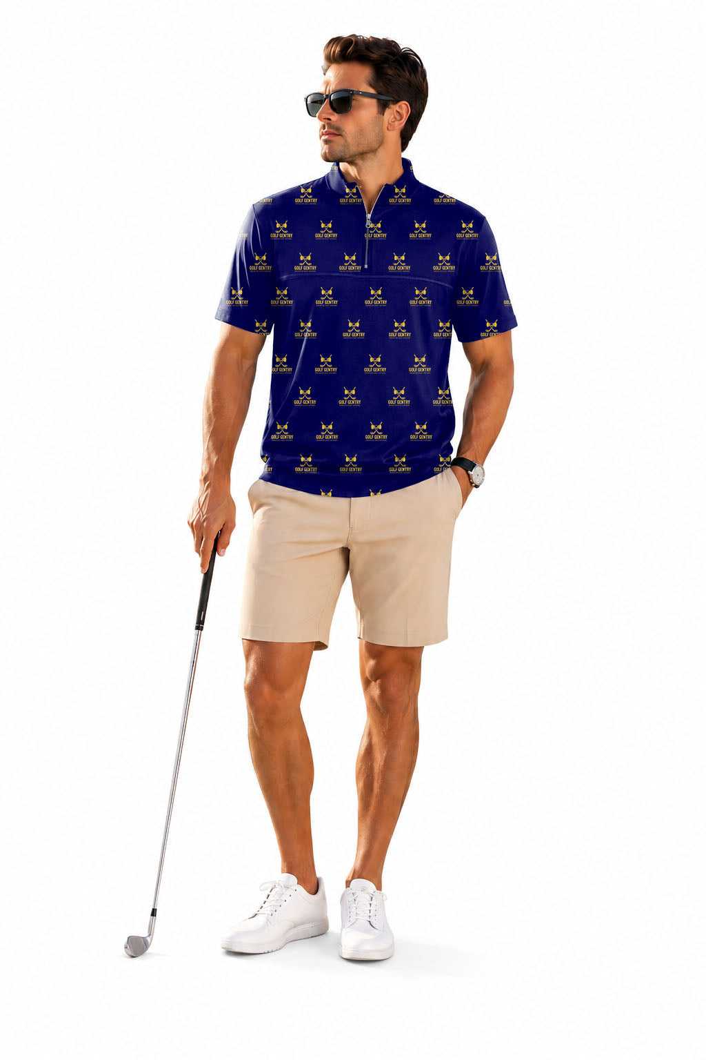 Men's Short Sleeve Quarter Zip Golf Pullover Custom Company Sport Team Logo Face Embroidery