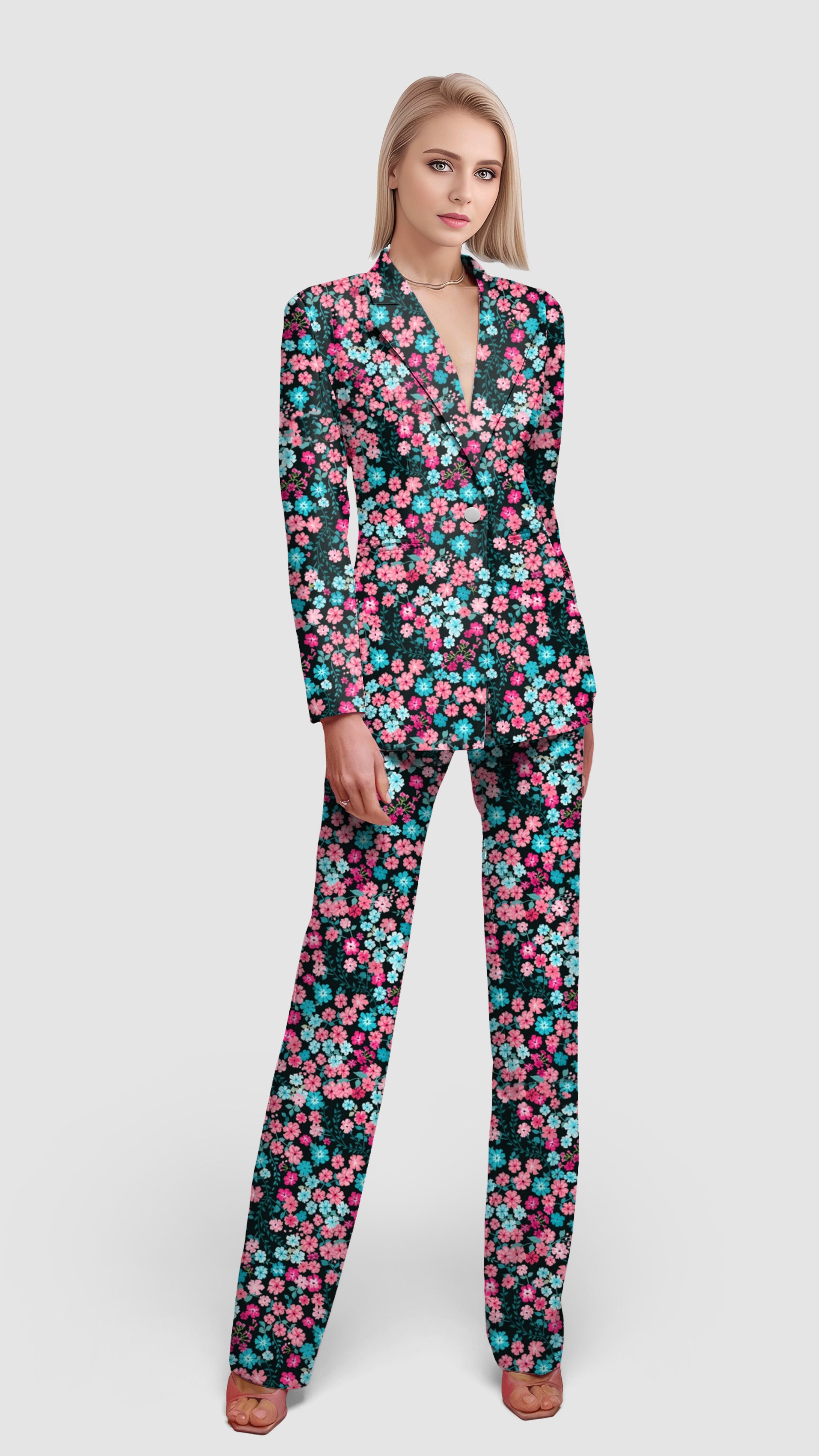 Candy Blossoms-Women's Blazer Casual Work Office Blazer Suit set