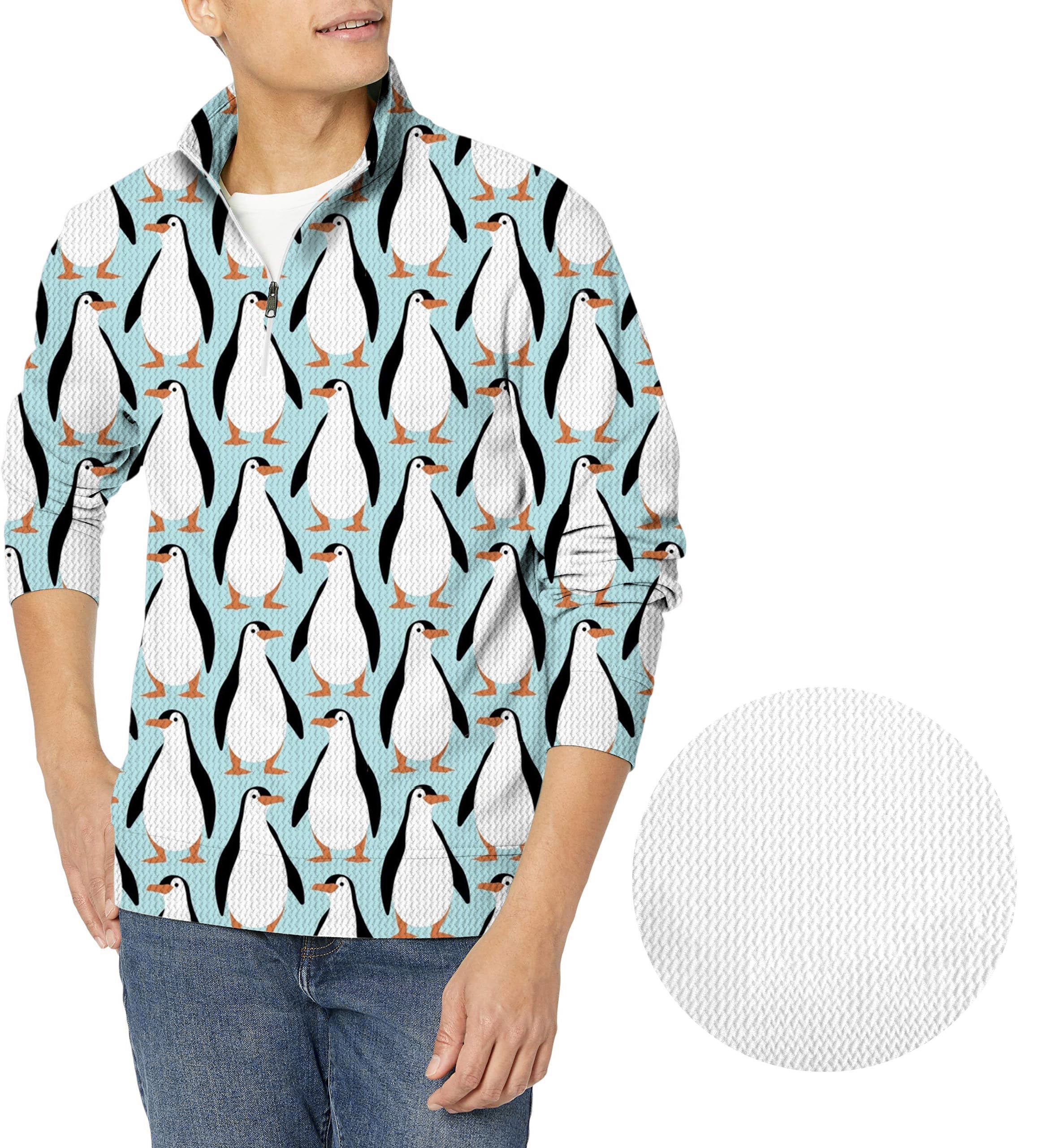 Penguin Party-Men's Golf Waffle Zipper Pullover