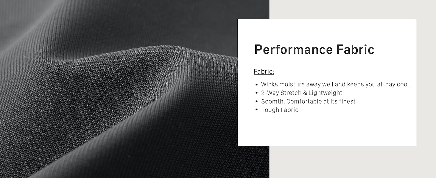 Close-up of black Penguin Christmas Stretch Golf pants trousers fabric showing moisture-wicking, lightweight, and stretch performance features