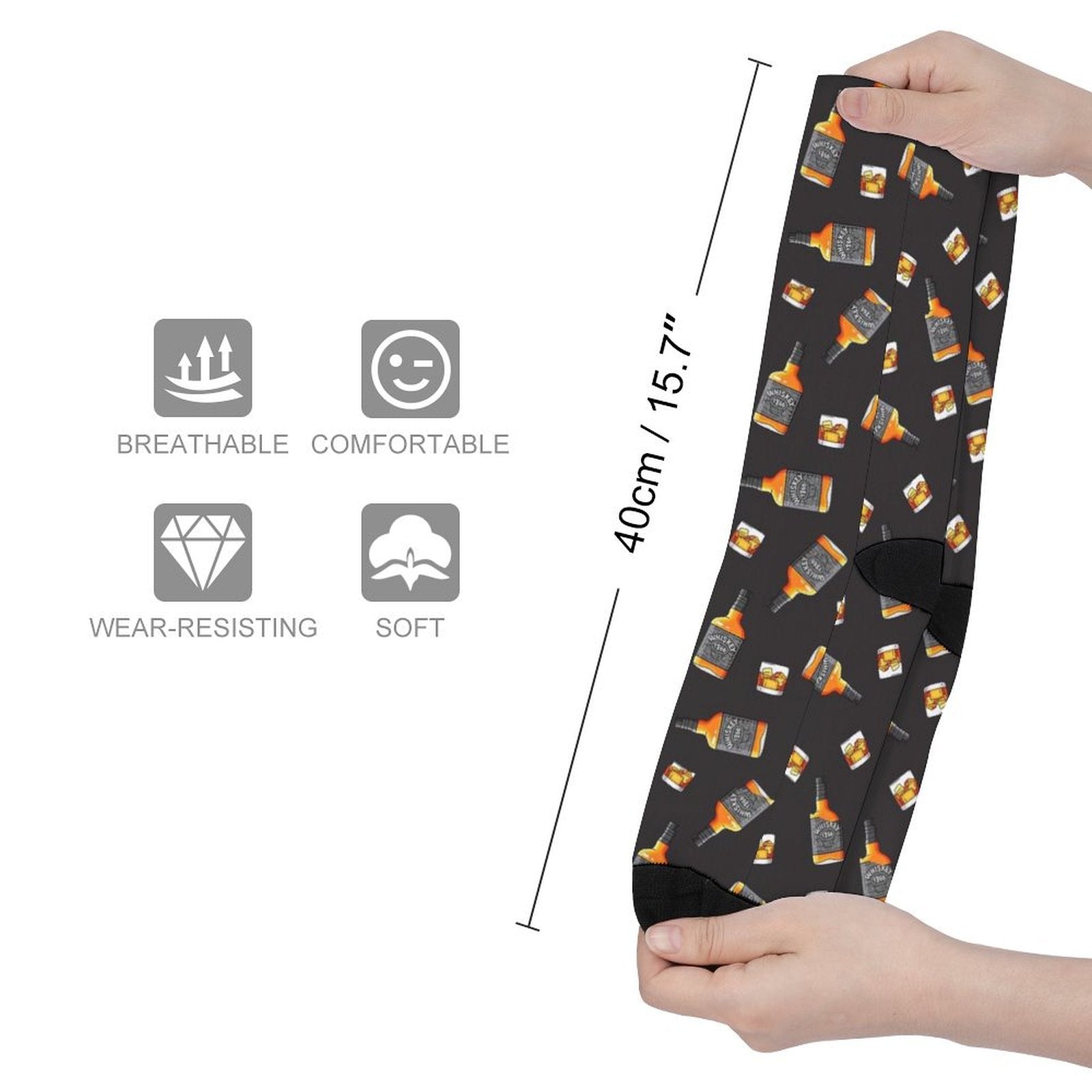 Whiskey 1866 Prined socks Gifts for Men Women