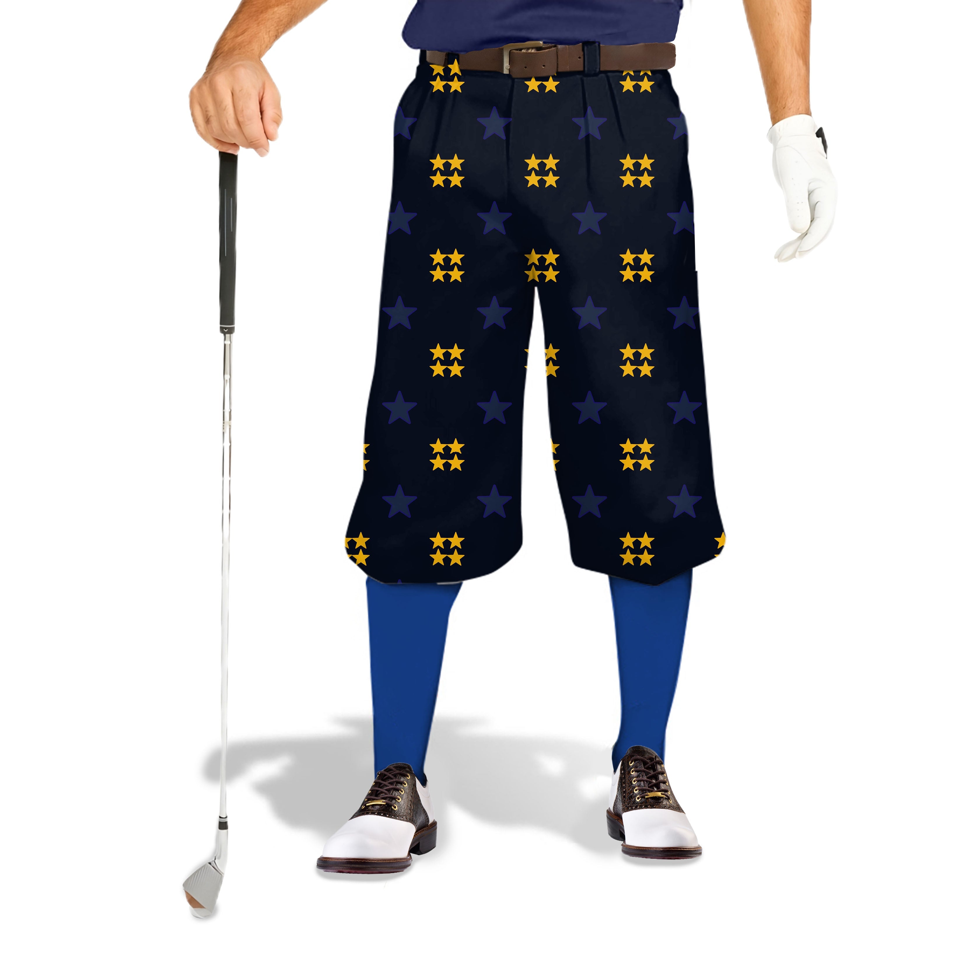 limited edition American Star men's golf knickers with ankle cuffs and star pattern