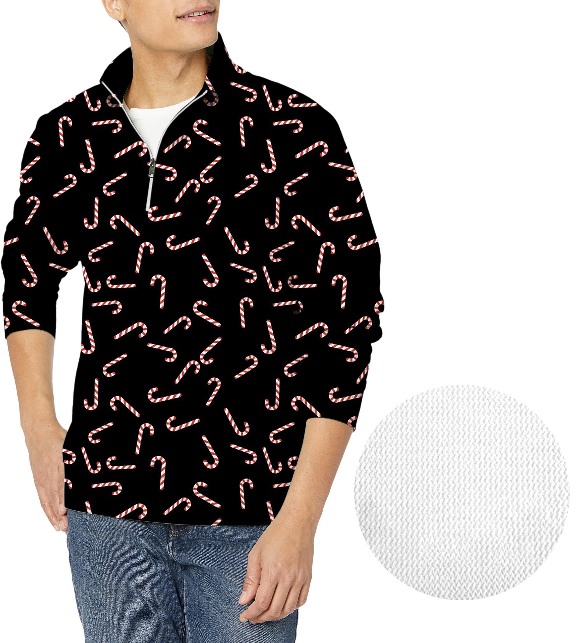 Candy Cane-Men's Golf Waffle Zipper Pullover