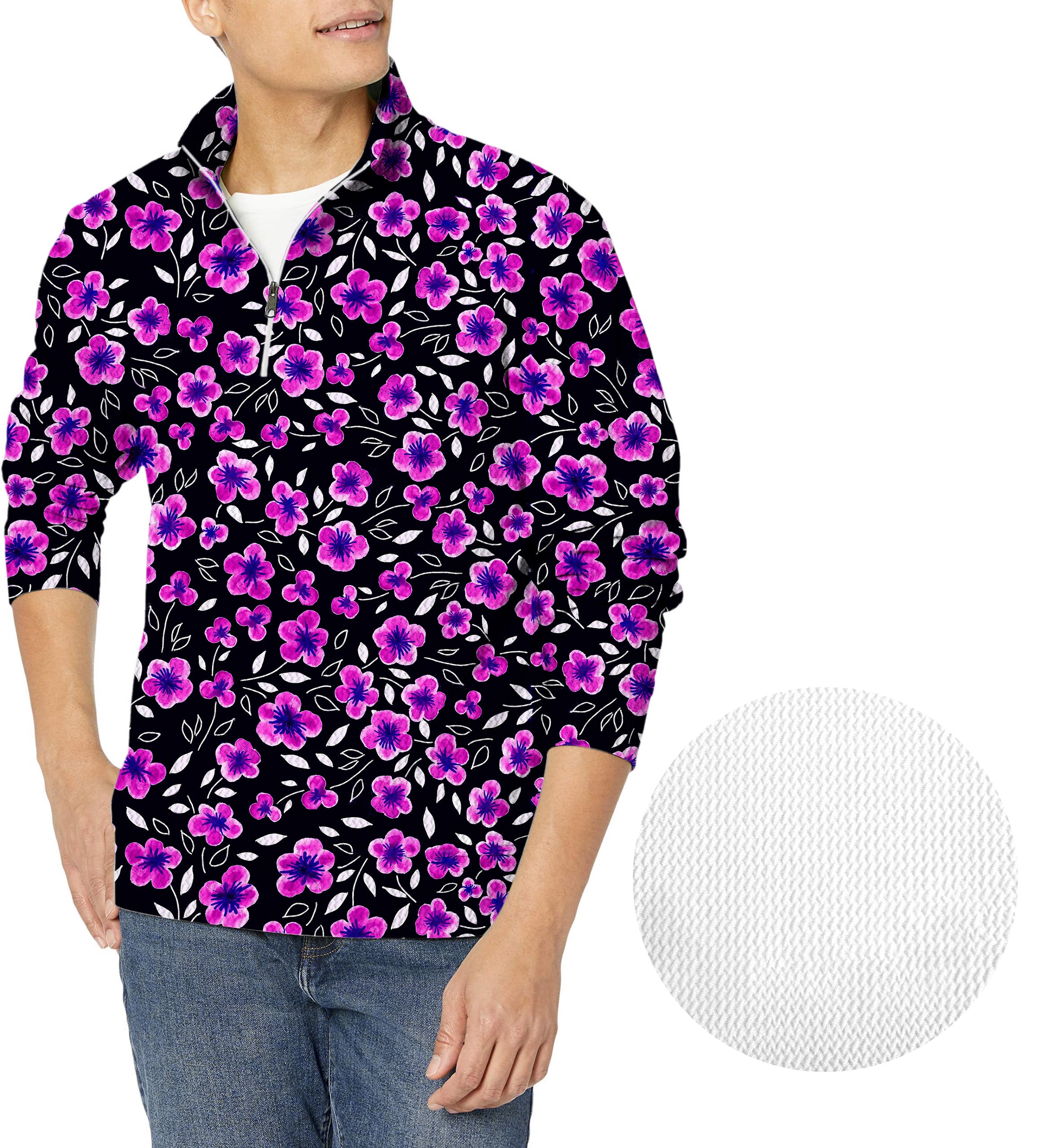 Floral Out-Men's Golf Waffle Zipper Pullover