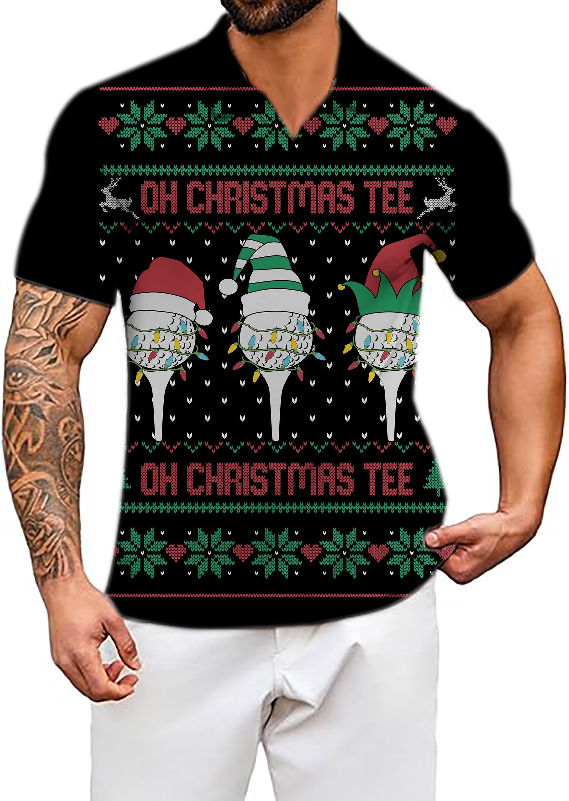 Men's Coconut Palm navy blue ink dots Christmas custom face polo shirt with stretch and moisture-wicking fabric