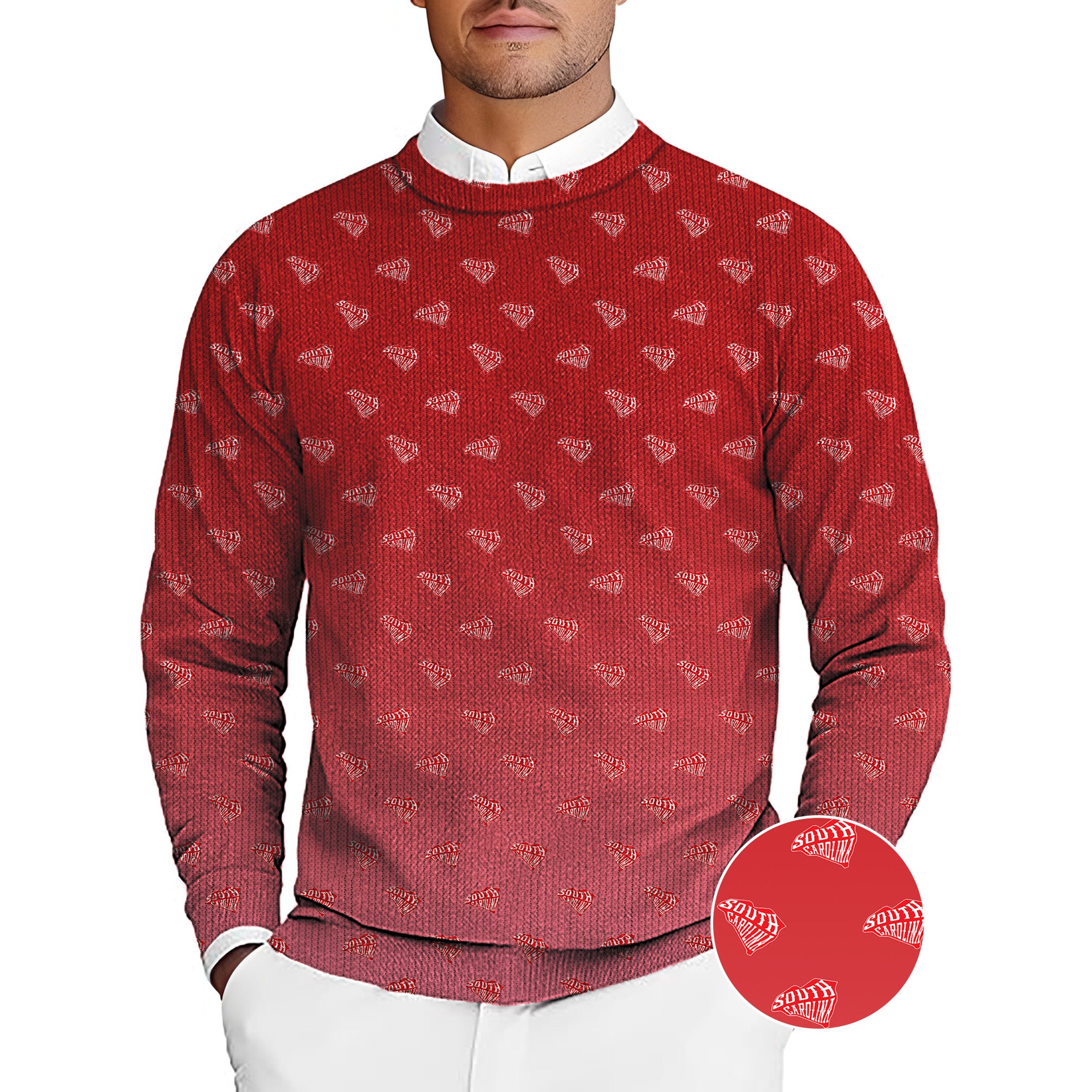 Red South Carolina Men's Golf Crewneck Pullover Sweaters Ugly Sweater