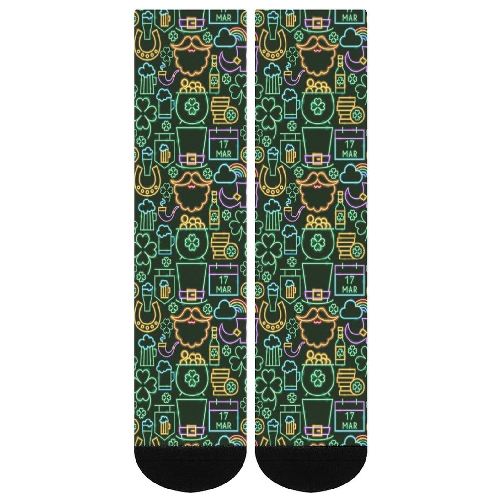 Neon Saint Pattys Party Prined socks Gifts for Men Women