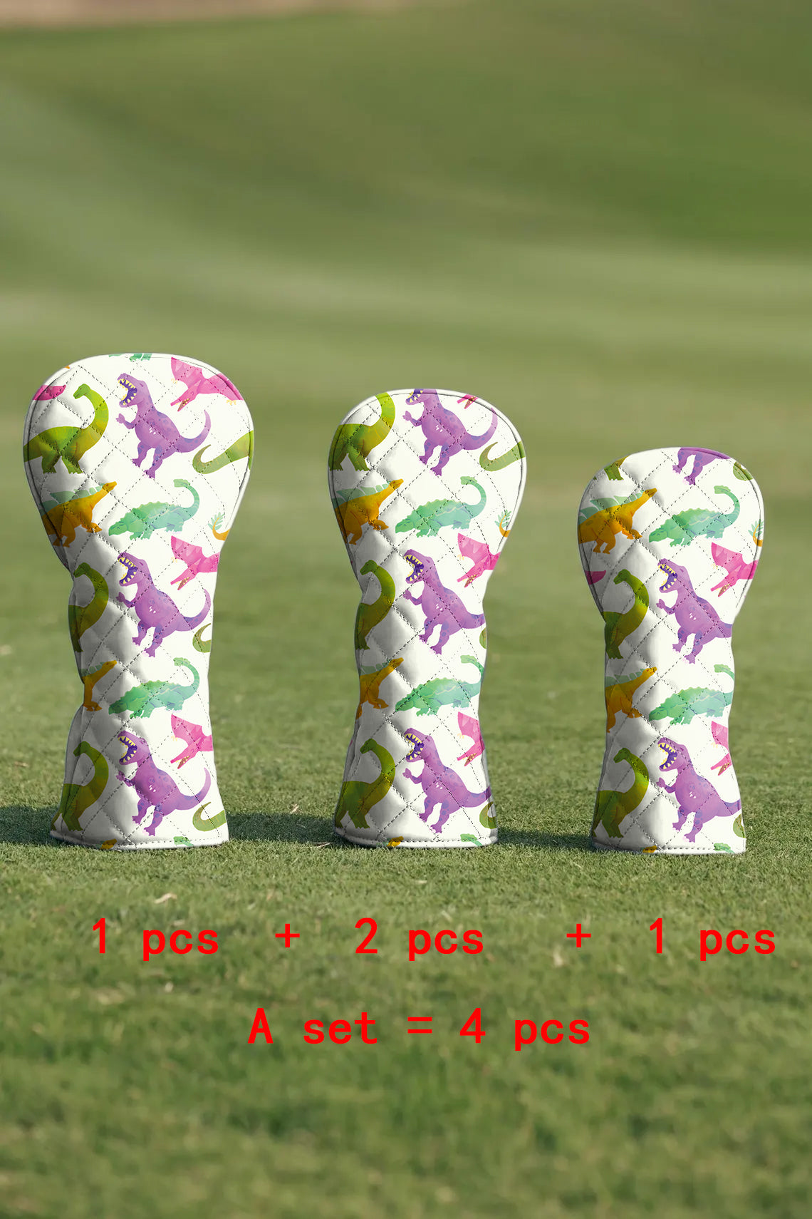 GEOMETRIC DINO Quilting Golf Cover Set Digital Printing Sewing The Perfect Gift For Your Favorite Team 4 Pcs Set