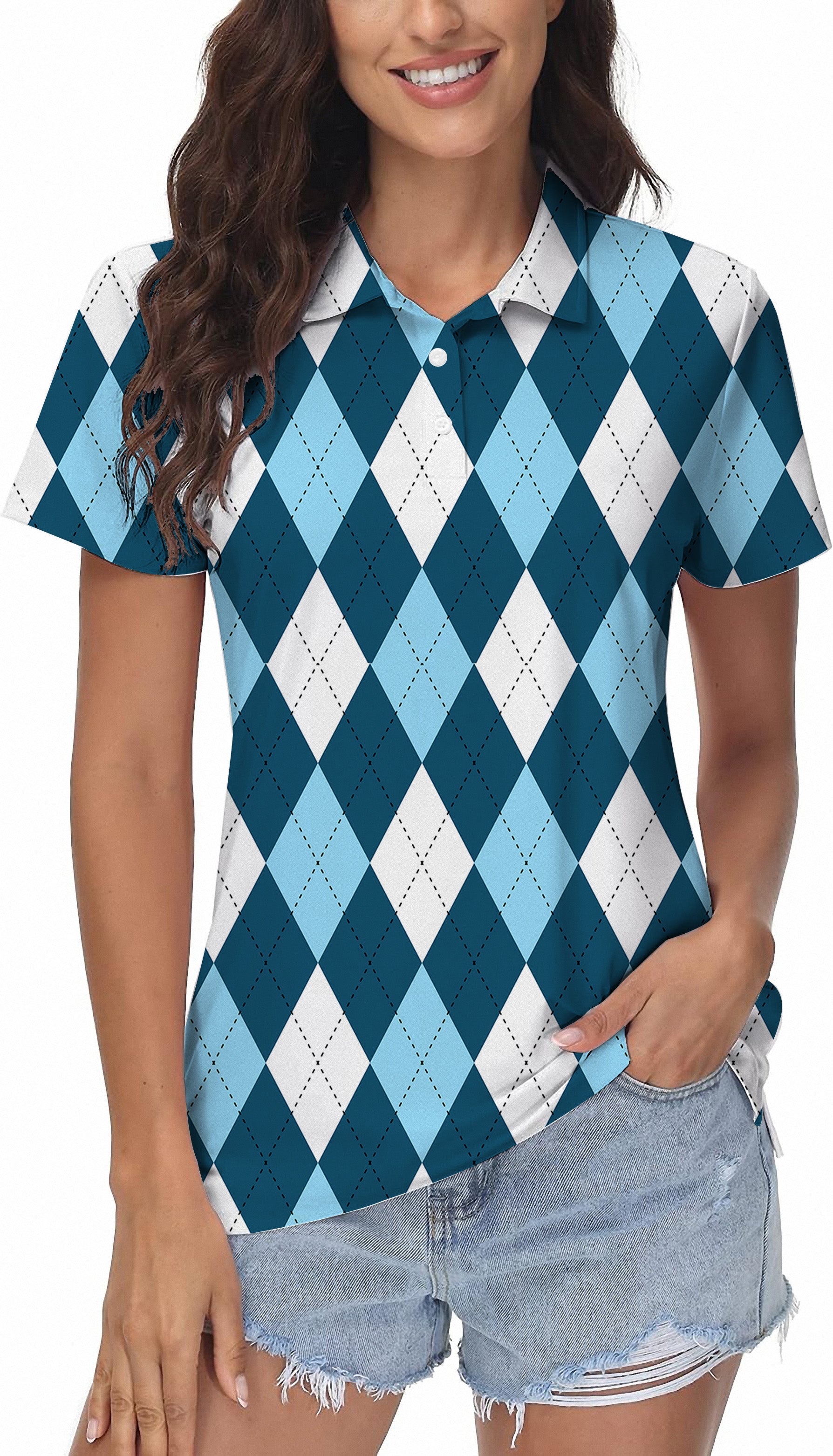 diamond moderate blue Women's Golf Polo