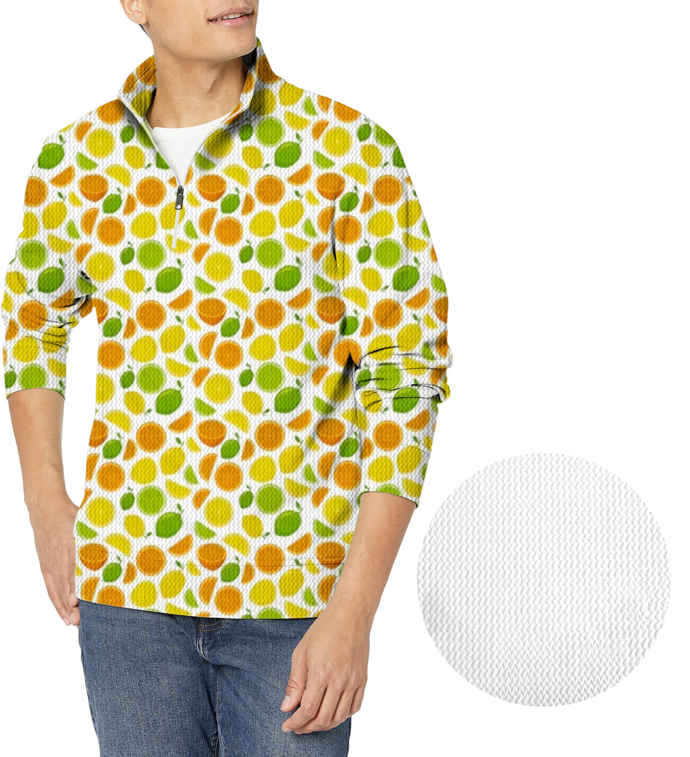 Summer Lemon-Men's Golf Waffle Zipper Pullover