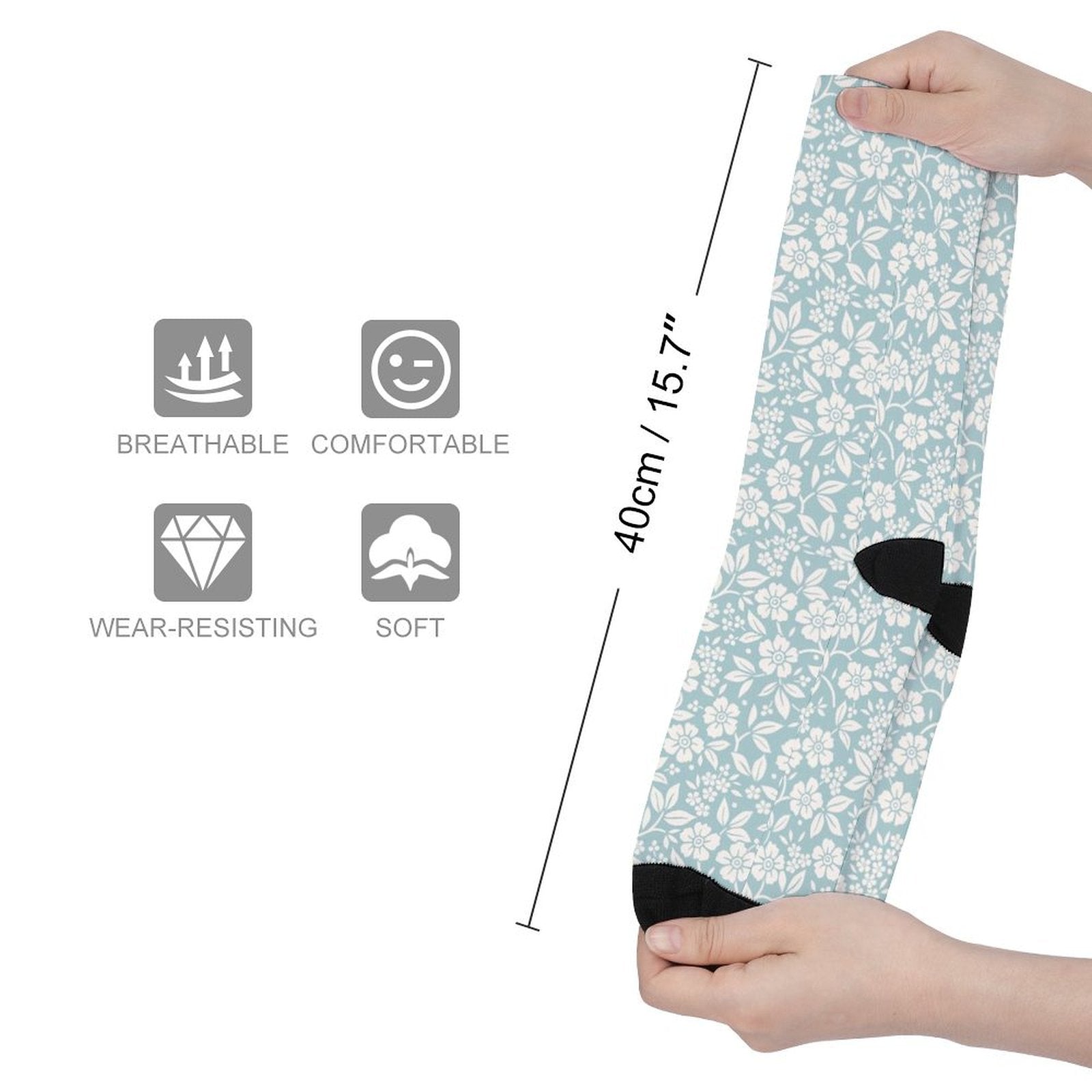 Relaxed Blue Floral Prined socks Gifts for Men Women