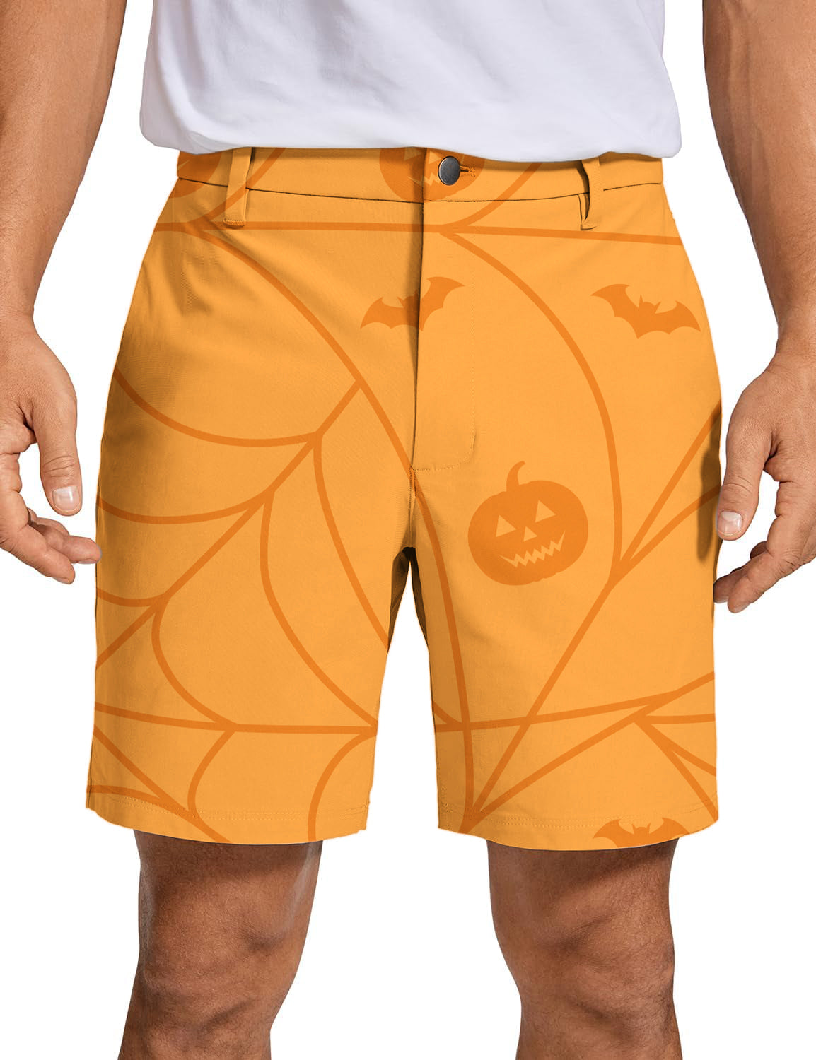 Men's Halloween Spiderweb Pumpkin Golf Shorts