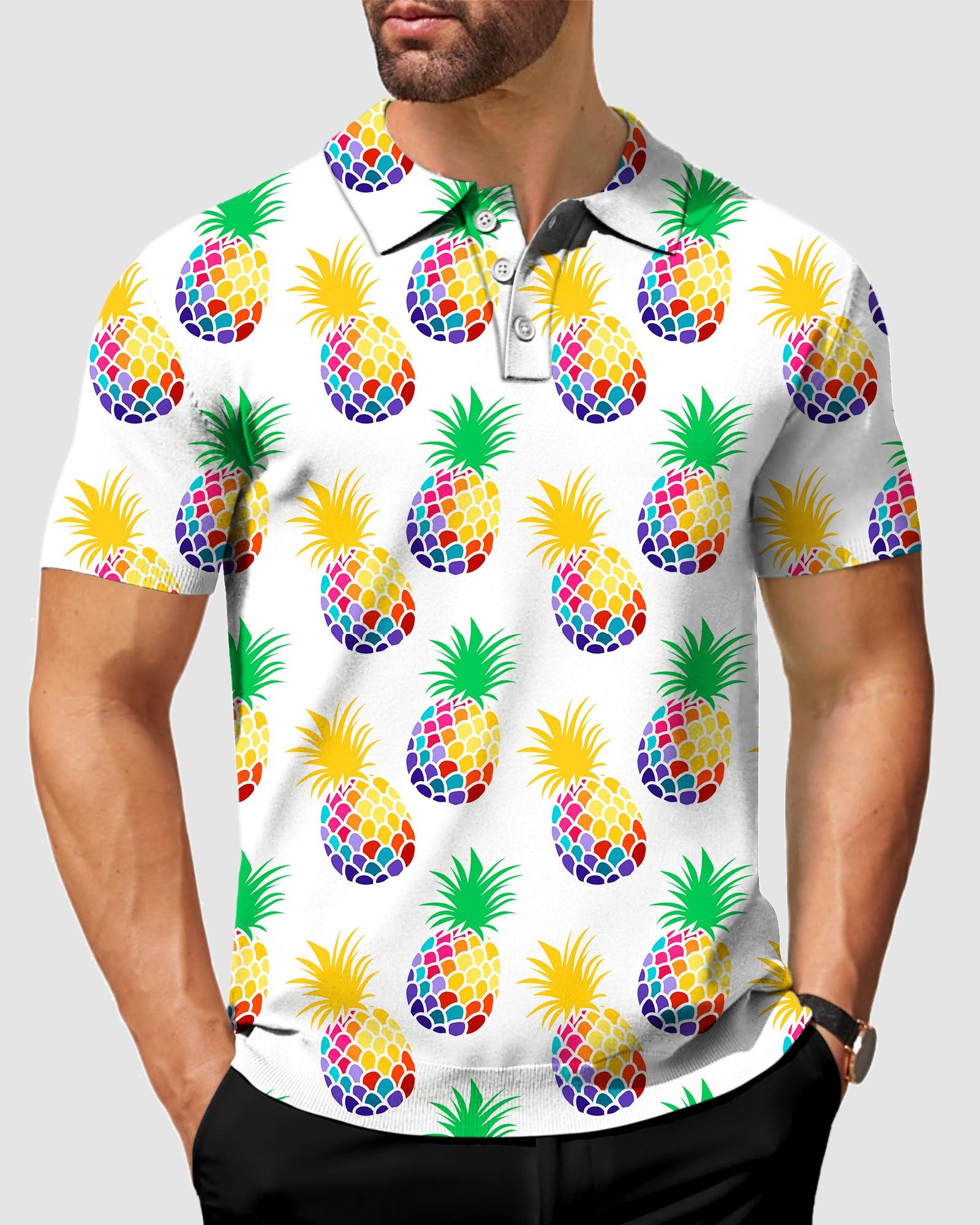 Men's golf polo Colorful pineapples