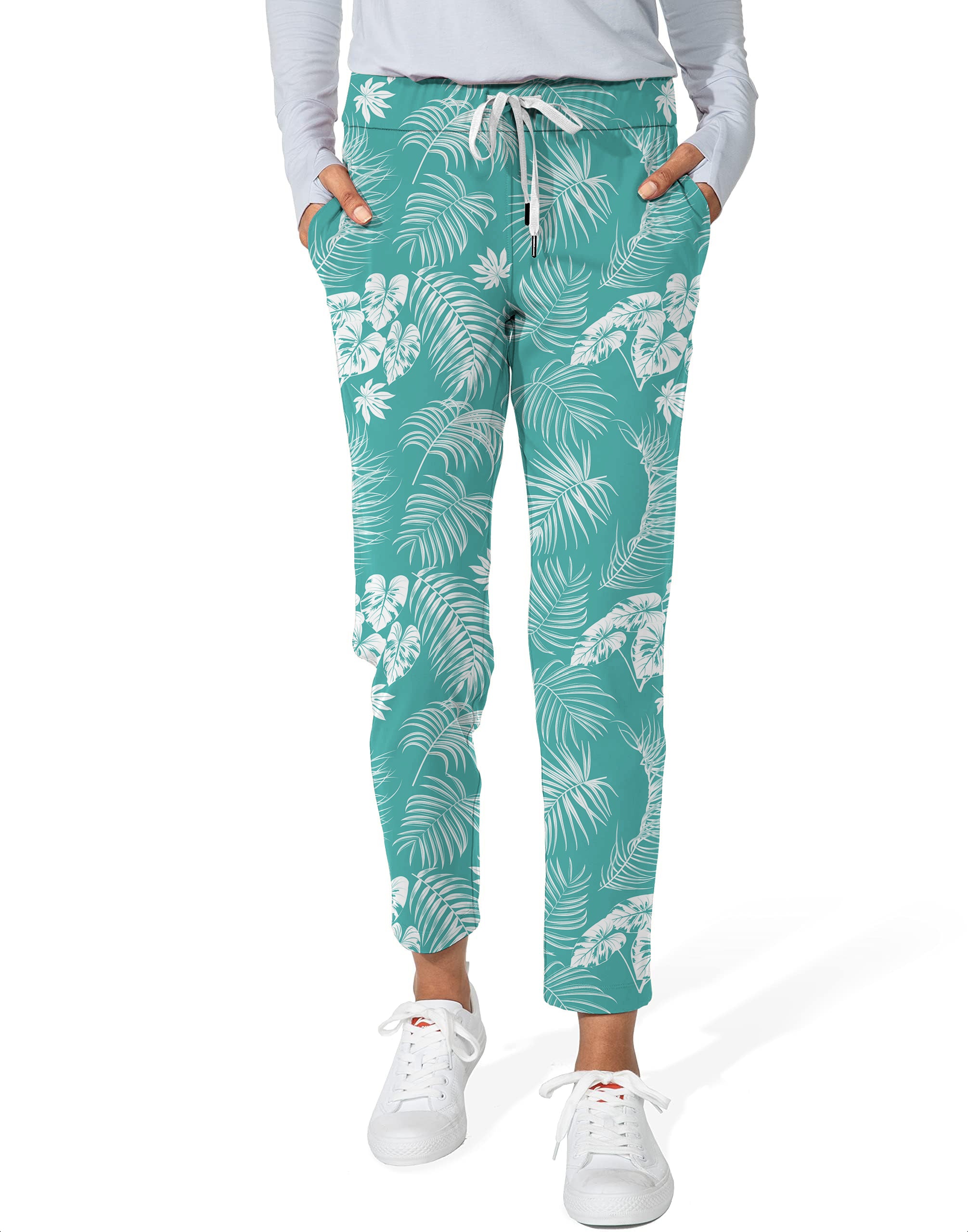 Teal Paradise Women's 7/8 Stretch Ankle Golf Pants