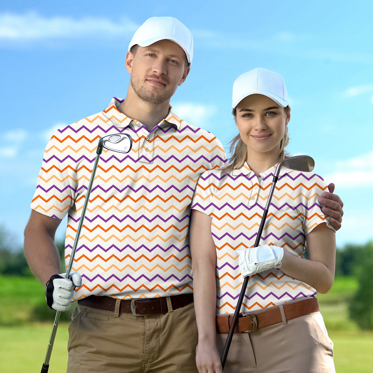Couple Colorful Halloween Waves set Golf Championship Trophy tournament