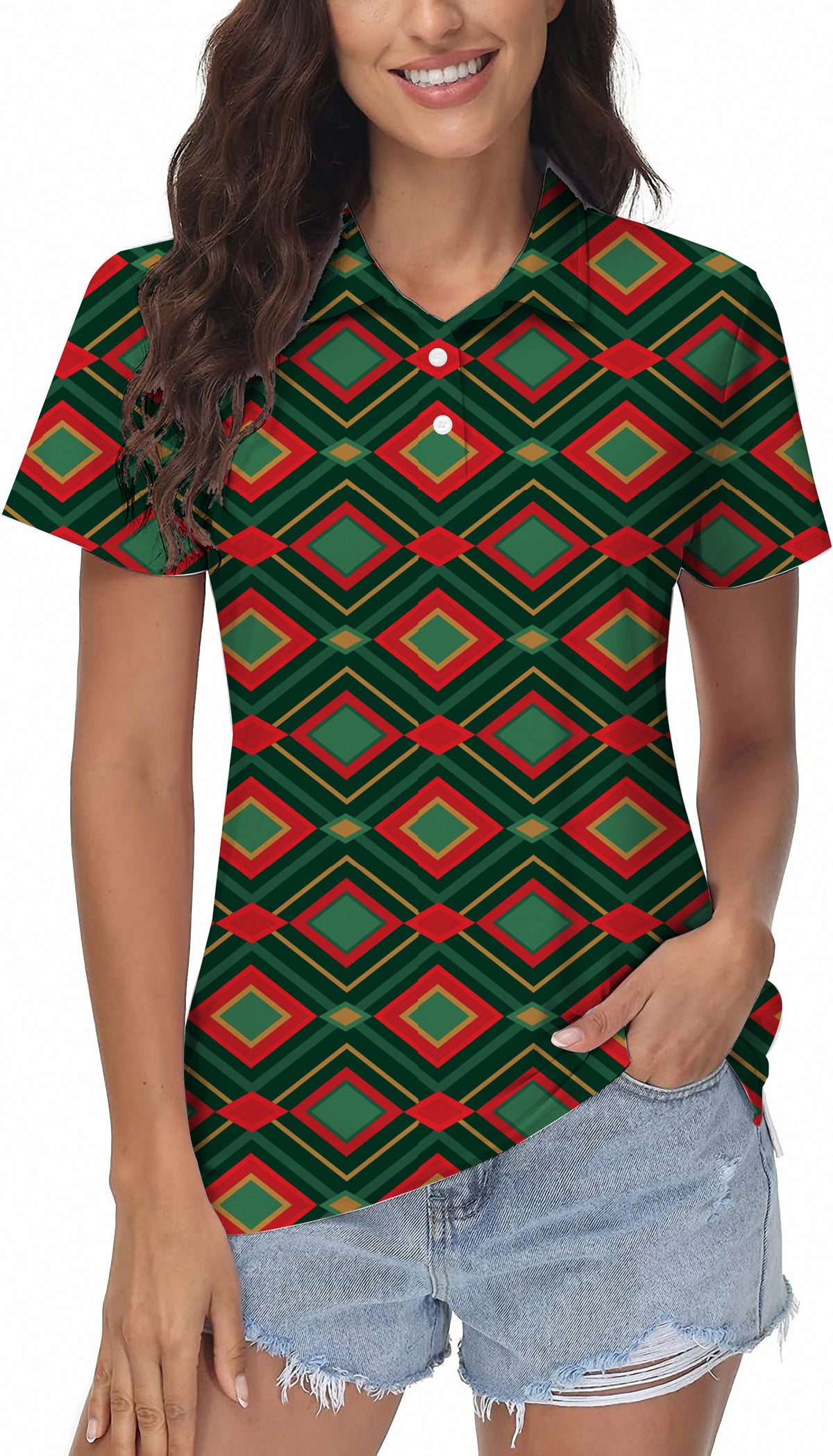Christmas Argyle Women's Golf Polo
