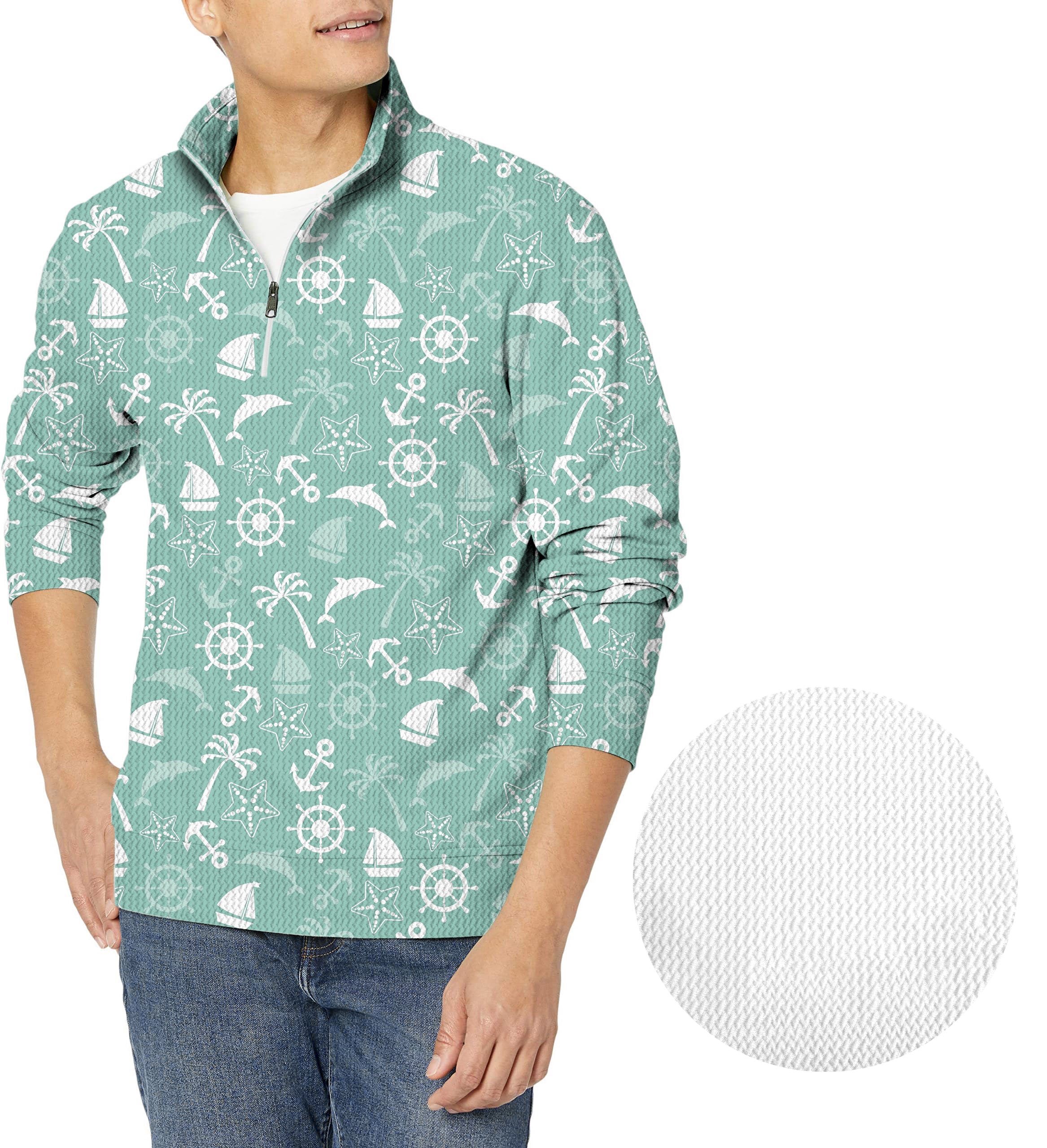 ship's anchor-Men's Golf Waffle Zipper Pullover