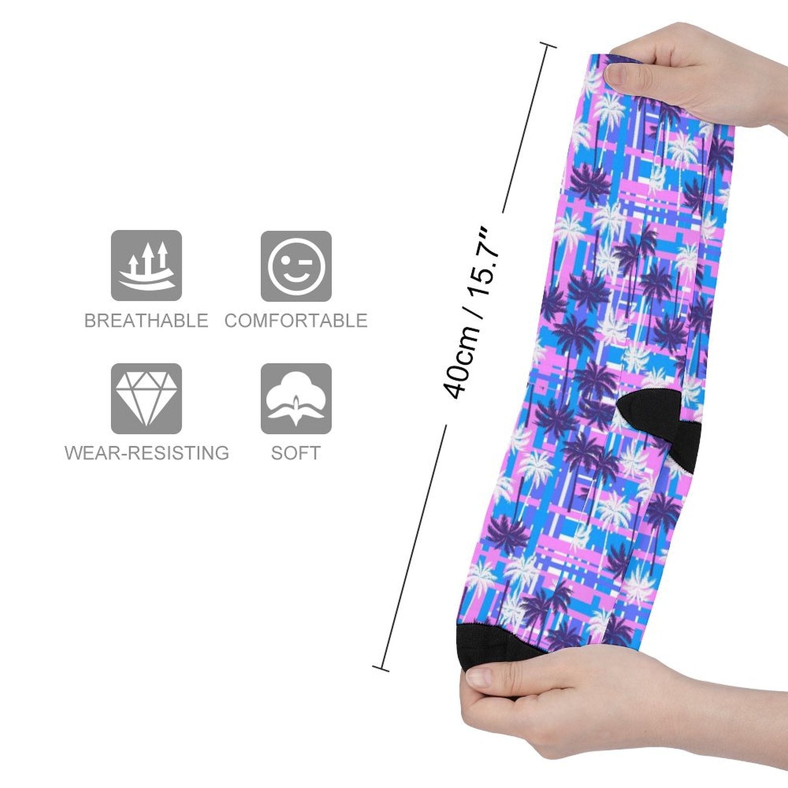 Purple Palm tree Prined socks Gifts for Men Women
