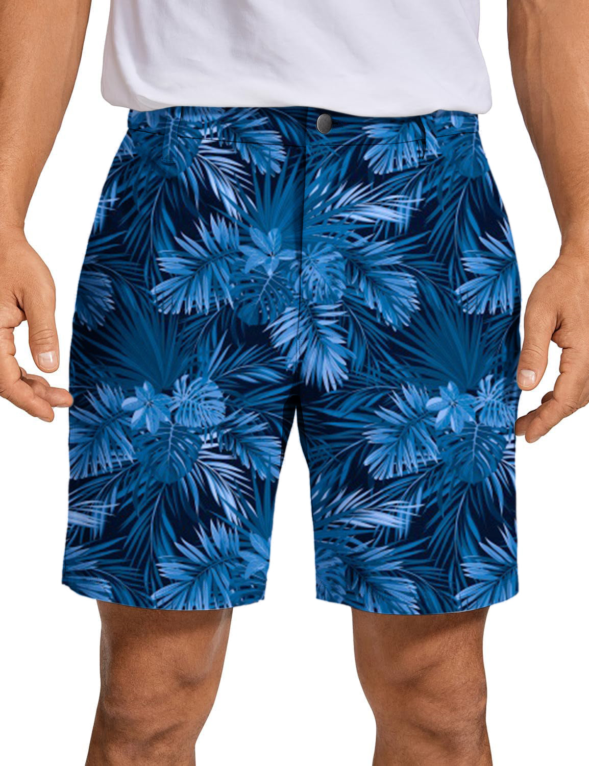 Men Blue Leaf Golf Shorts