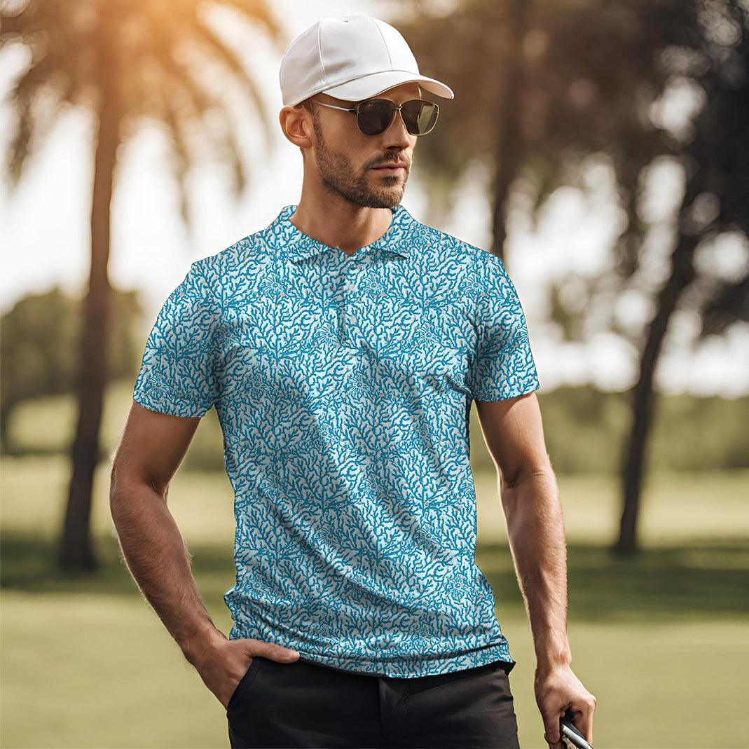 Electric Corals Men's golf polo