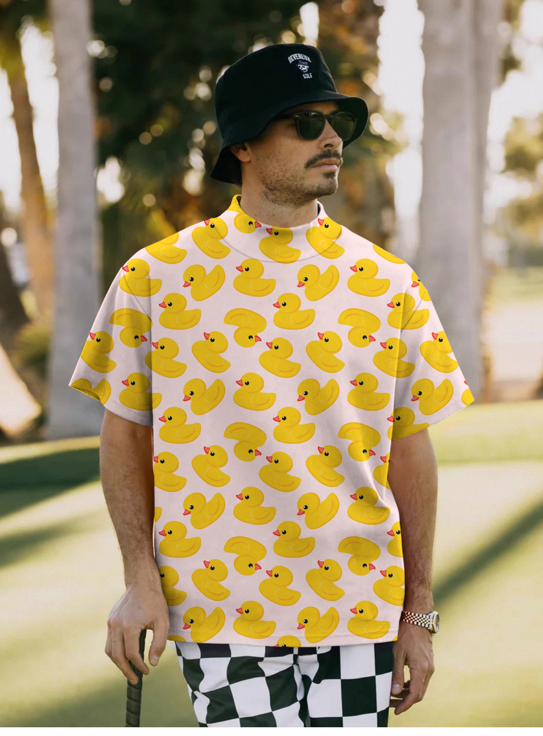 Men's Yellow duck Pullover High neck Long/Short sleeve T-Shirt