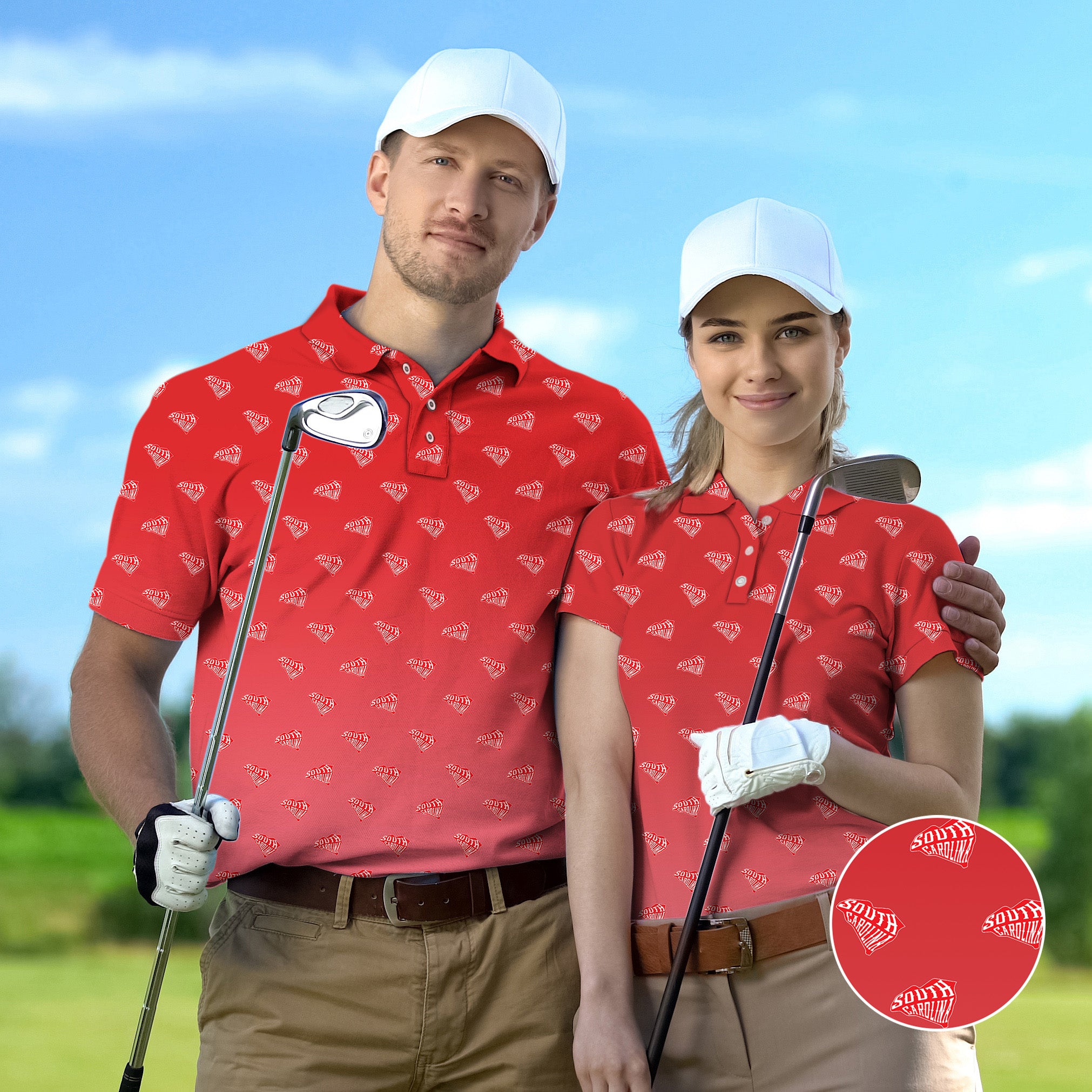 Couple Red South Carolina set Golf Championship Trophy tournament