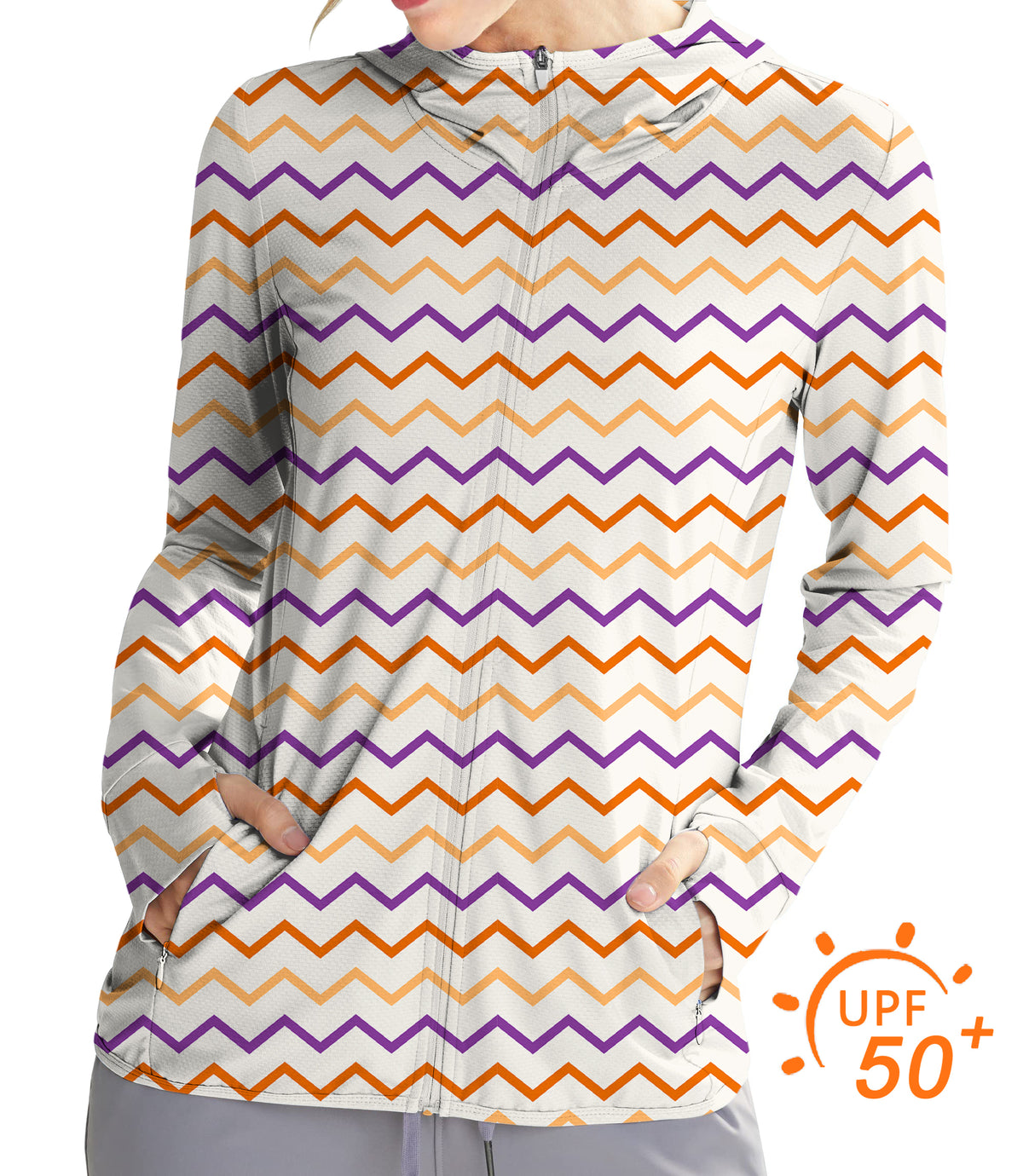 Women's Outdoor Colorful Halloween Waves Golf Sun Protection Slim Fit zip hoodies