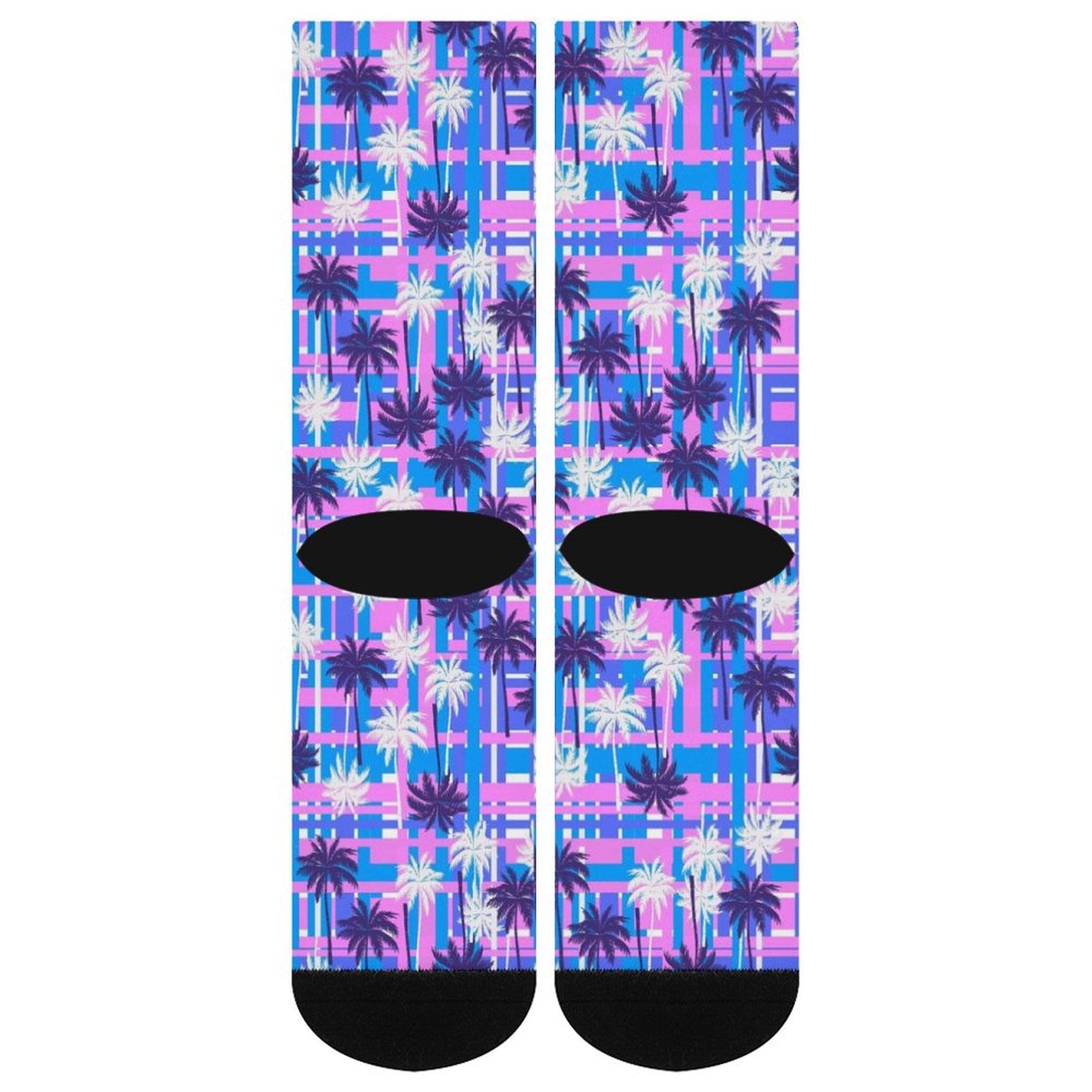 Purple Palm tree Prined socks Gifts for Men Women