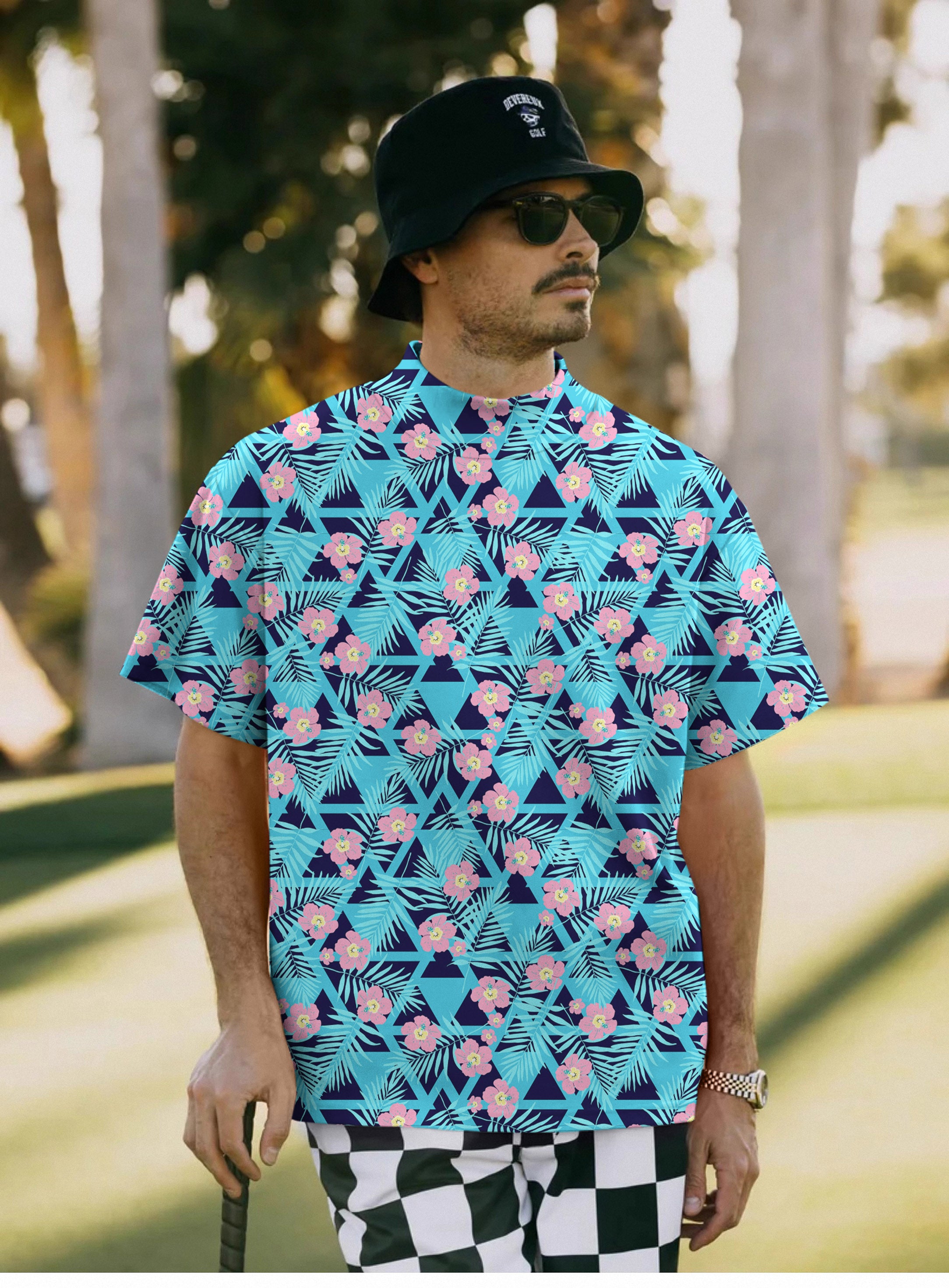 Men's Tropical Bloom Pullover High neck Long/Short sleeve T-Shirt