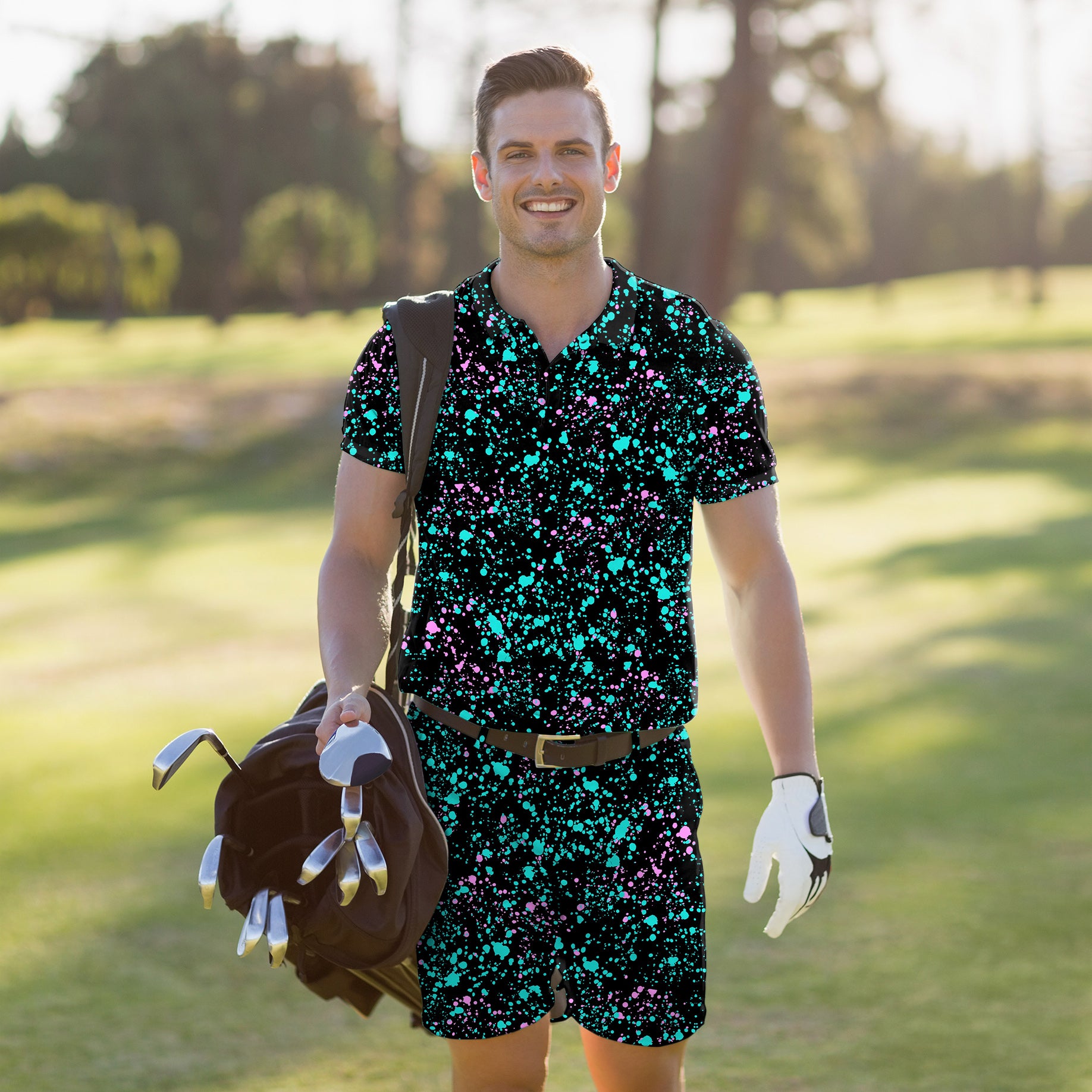 Men's Golf Set Polo+Shorts Galaxies