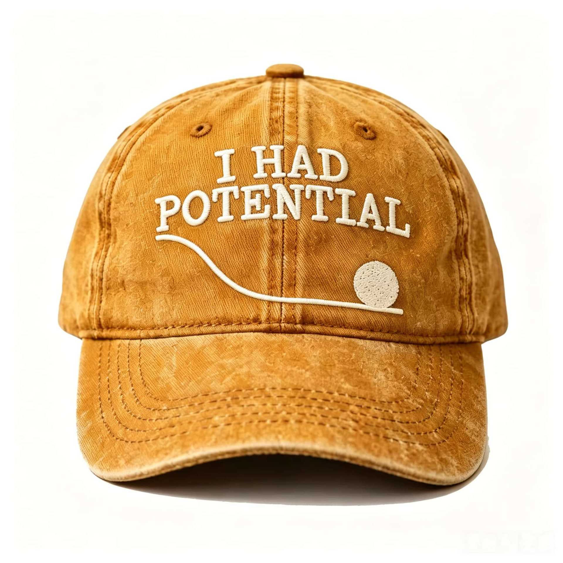 Embroidered I Had Potential Golf White Name Hats