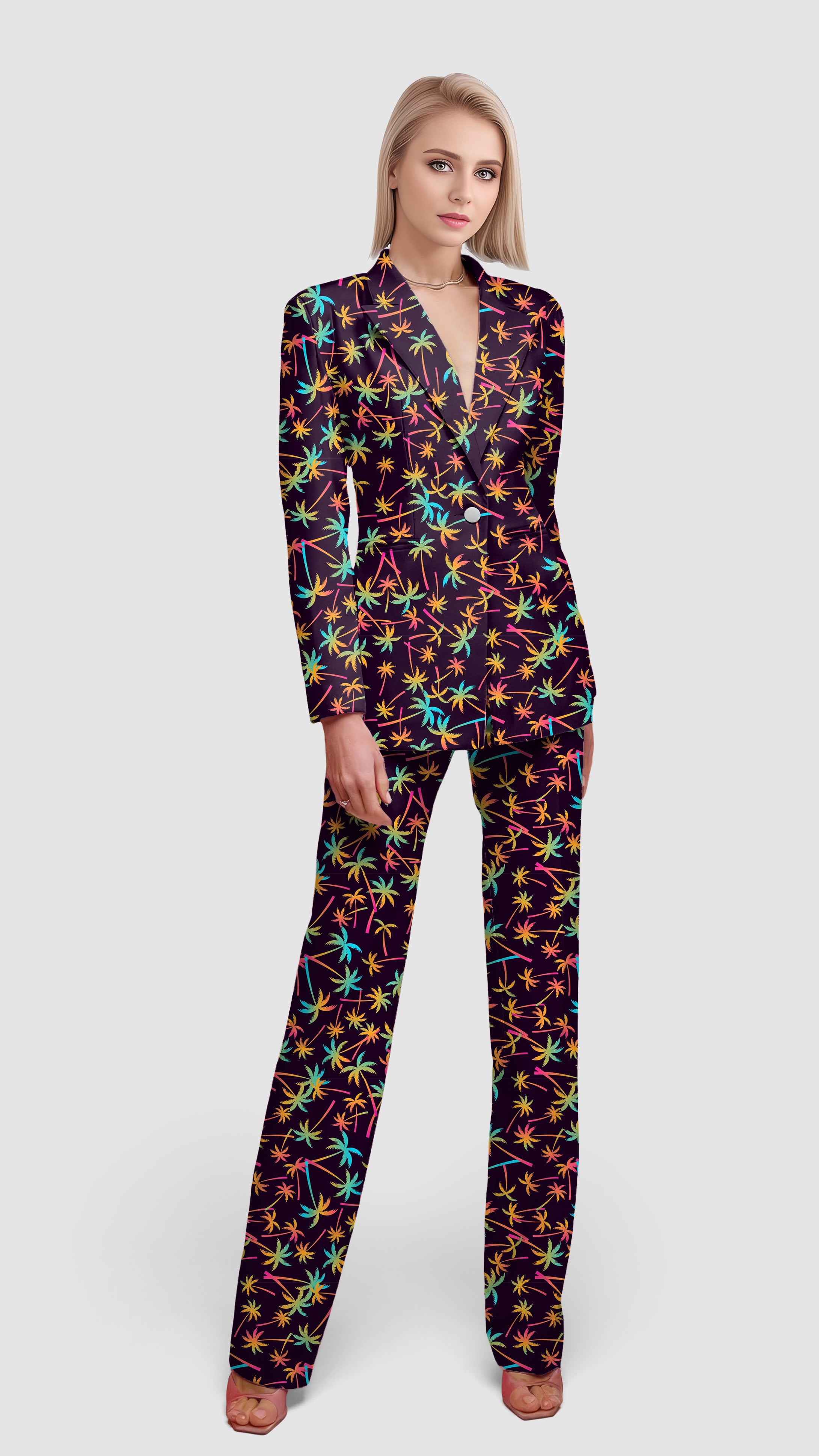 Gradient Palms-Women's Blazer Casual Work Office Blazer Suit set