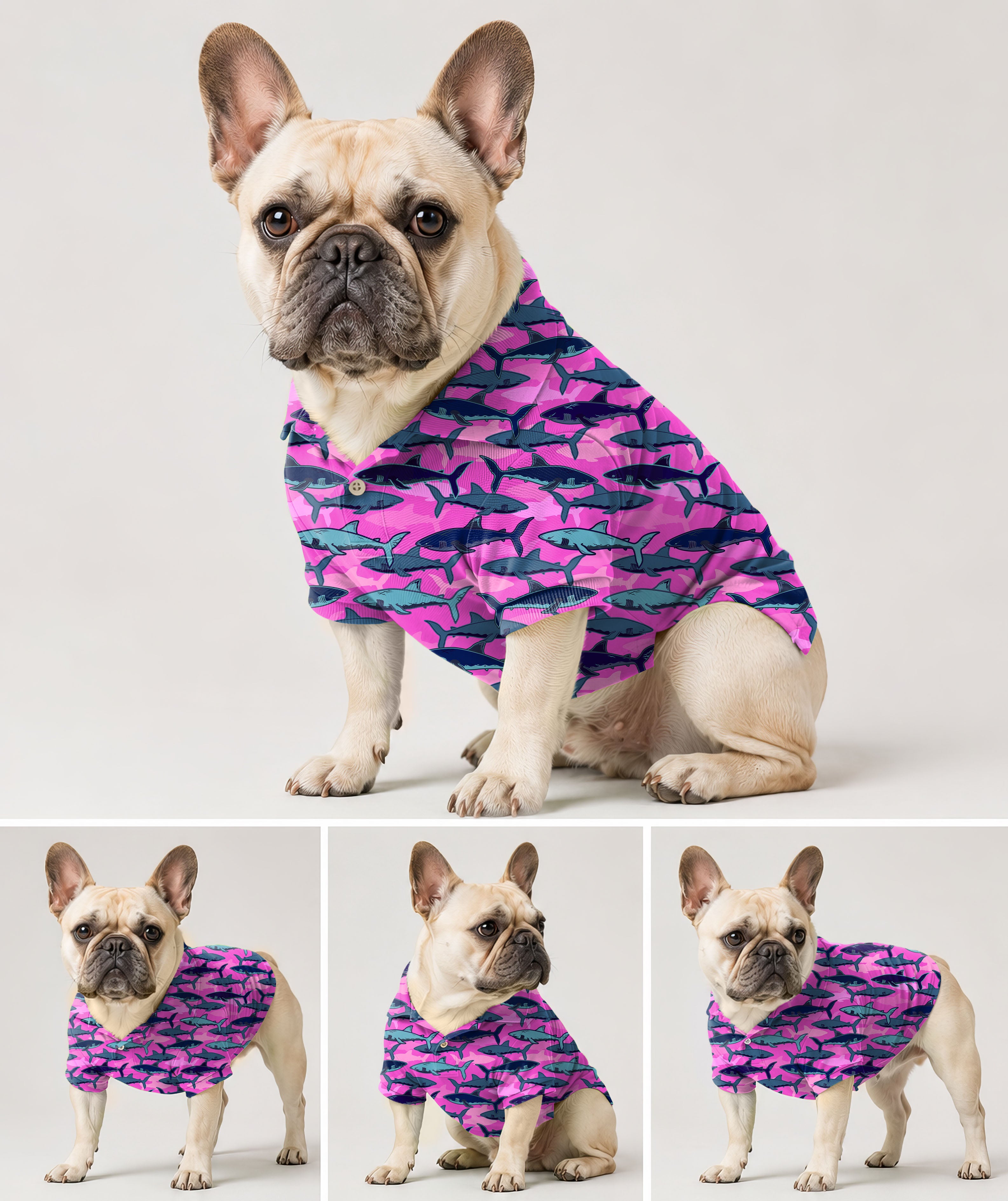 Dog's Electric Sharks Pink golf polo