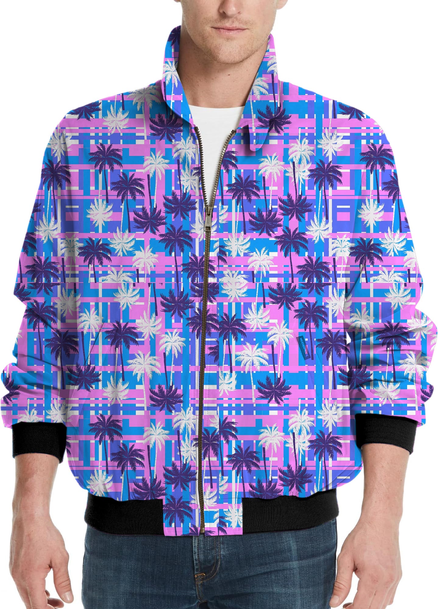 Purple Palm tree-Men's Golf Windbreaker Light Jacket