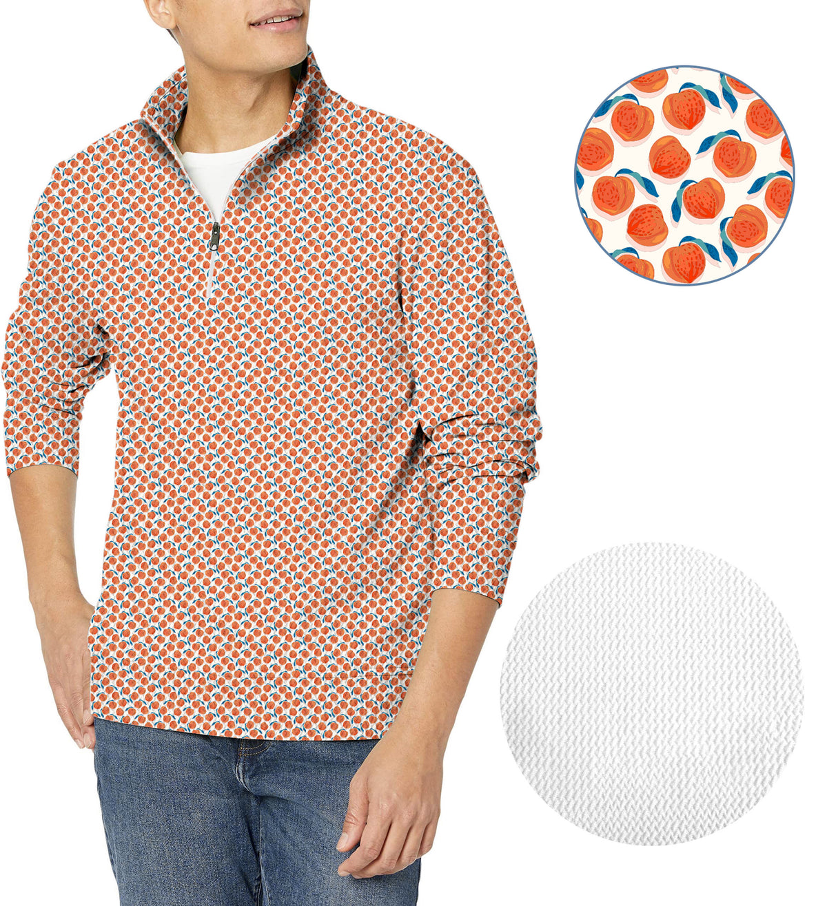 momo peach Men's Golf Waffle Zipper Pullover