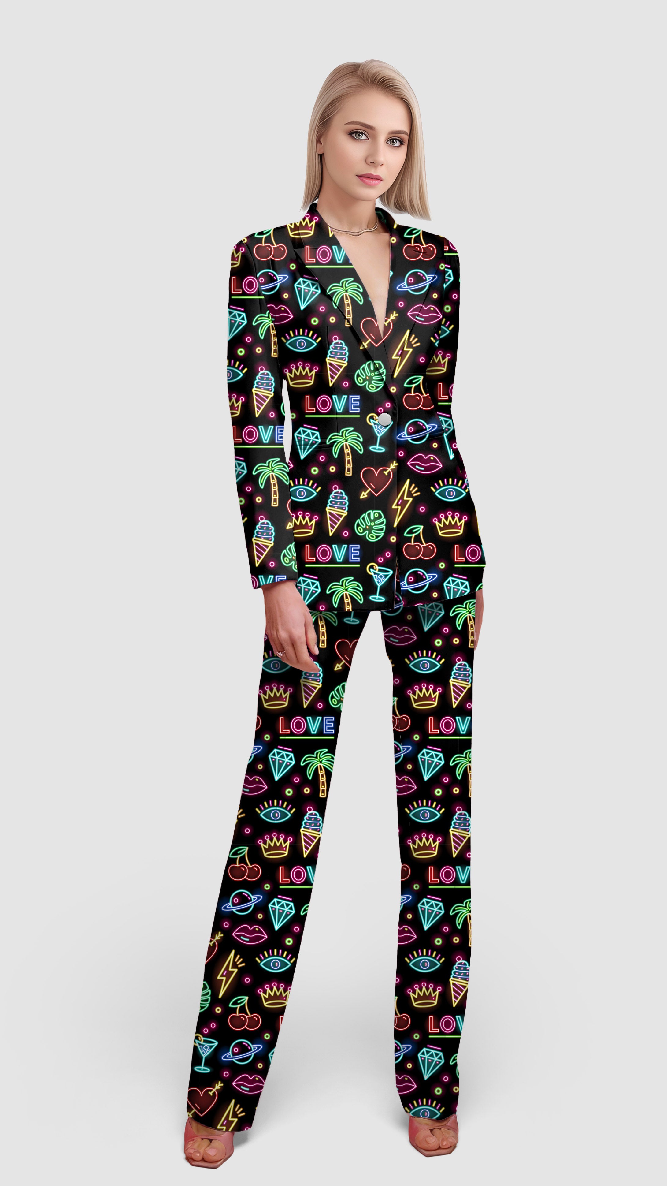 neon summer-Women's Blazer Casual Work Office Blazer Suit set