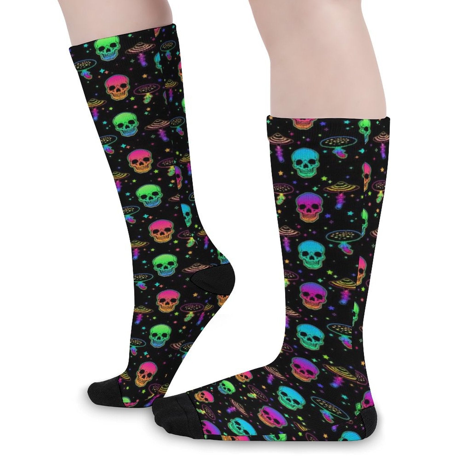 Neon Mushroom Skeleton Prined socks Gifts for Men Women