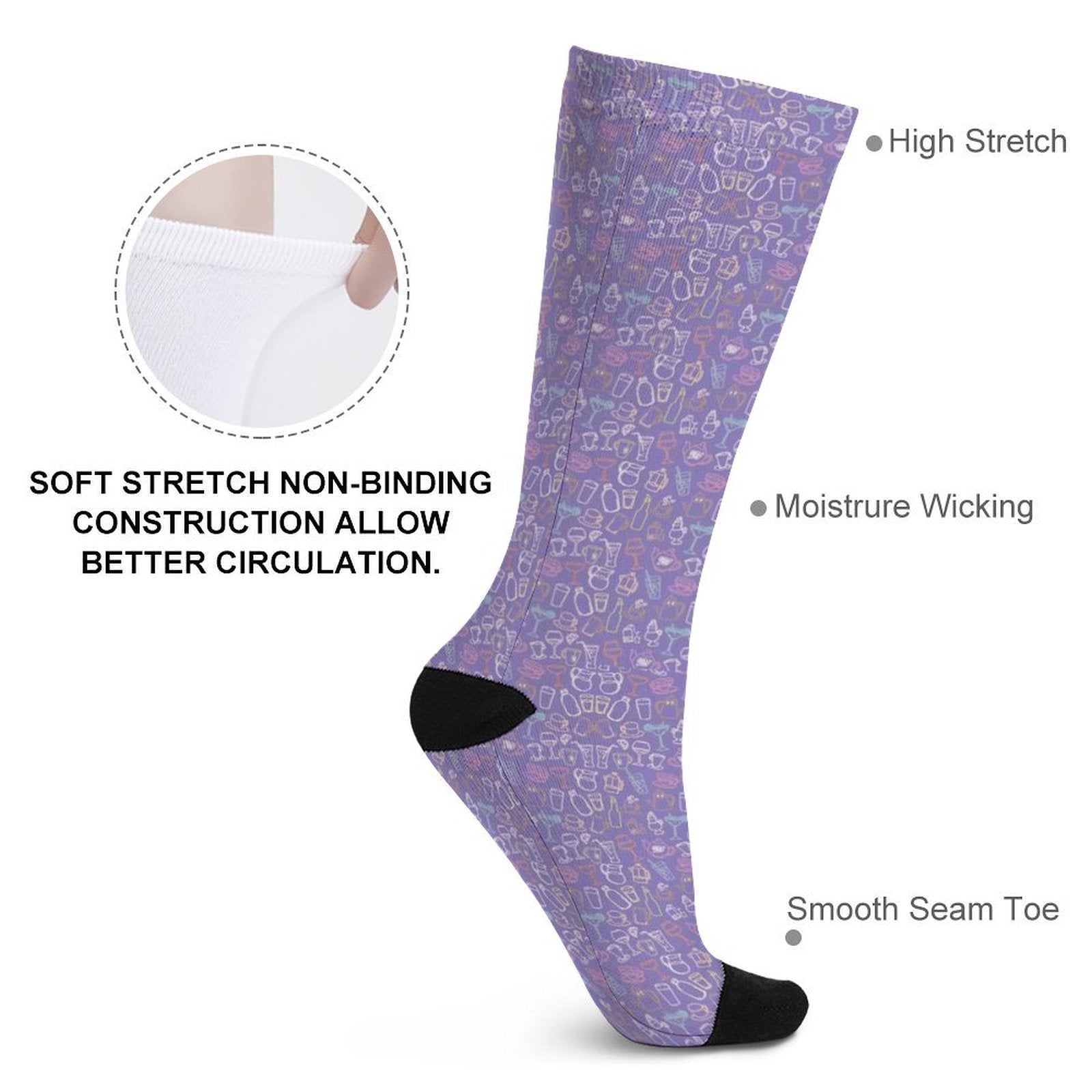 Here for the Drinks Prined socks Gifts for Men Women