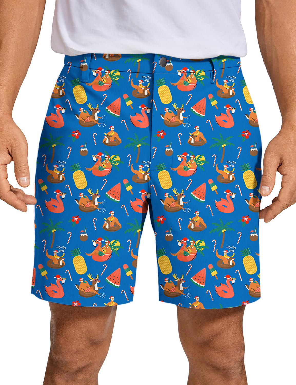 Men Navy Christmas Golf Shorts