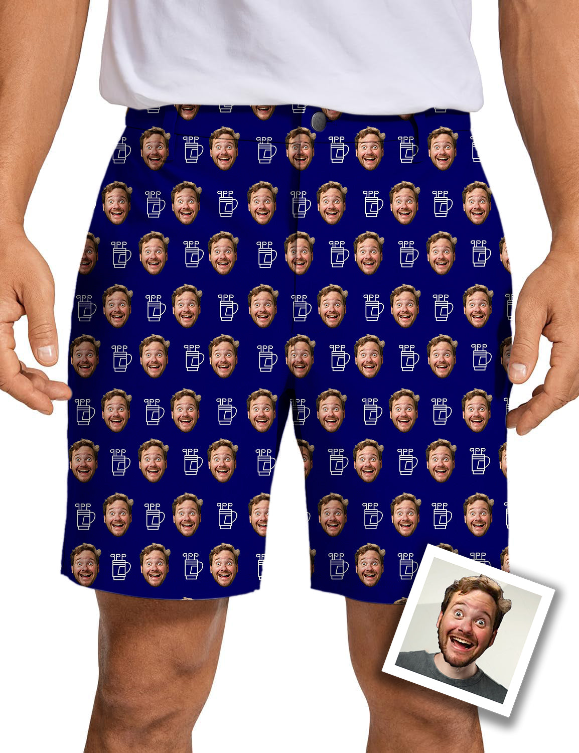 Men's Custom Photo Funny Face Golf Shorts Gift