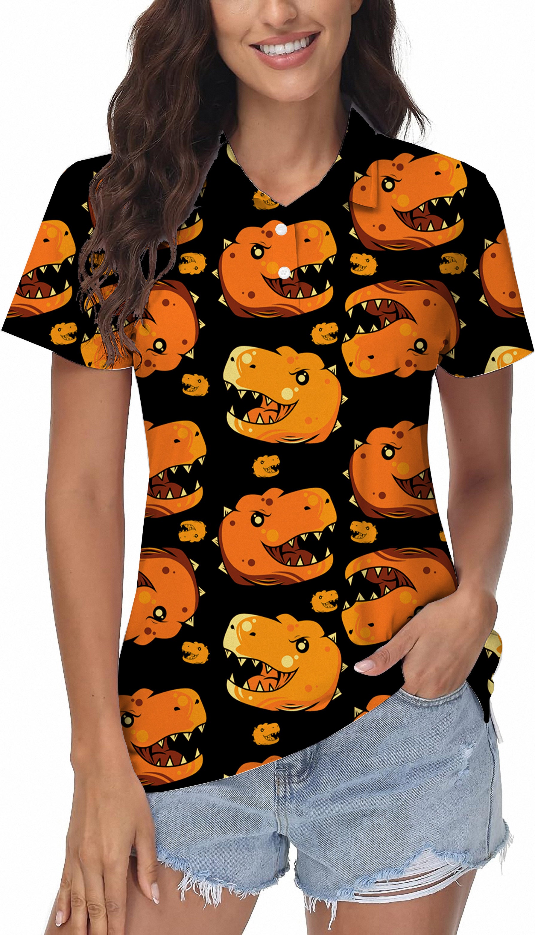 Dino Heads Women's Golf Polo