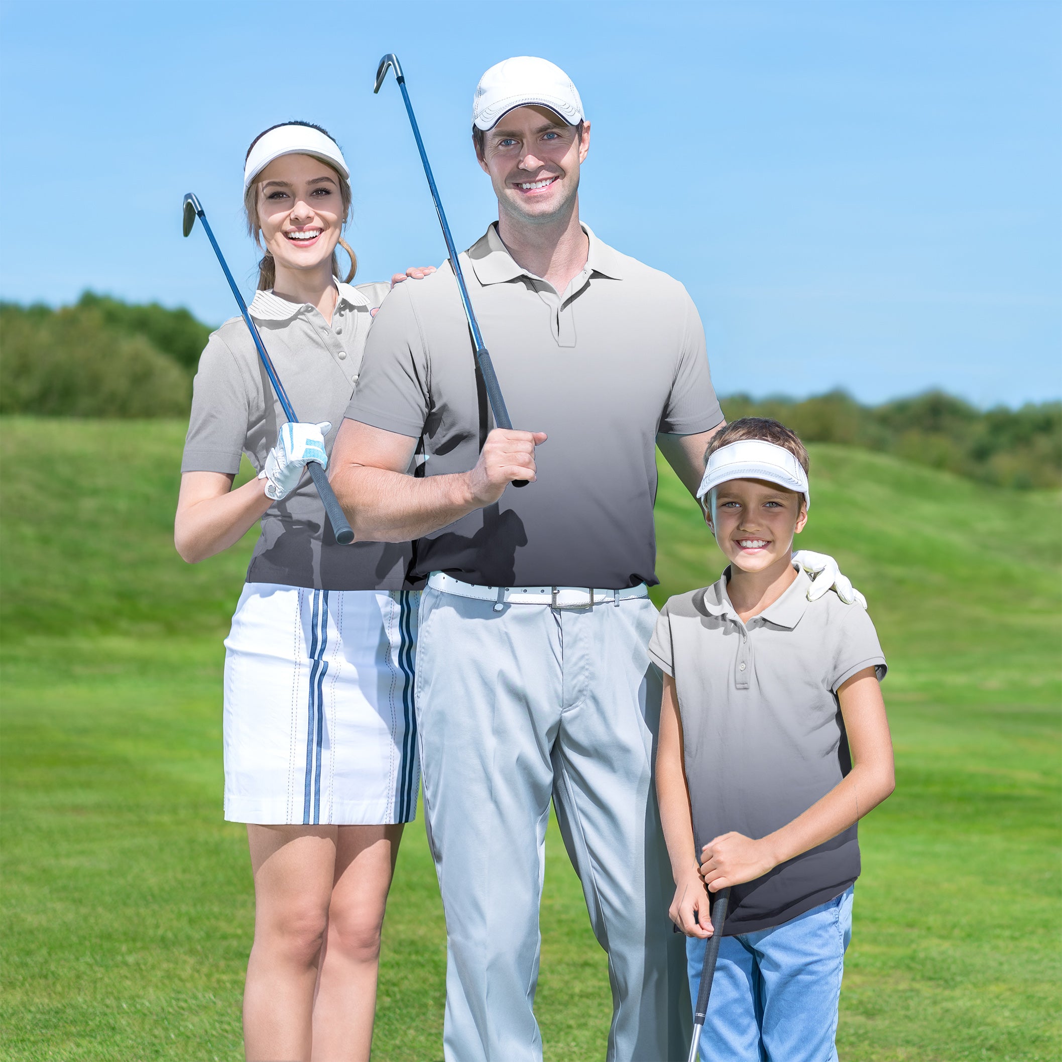 Family Black And White Gradient set Golf Championship Trophy tournament