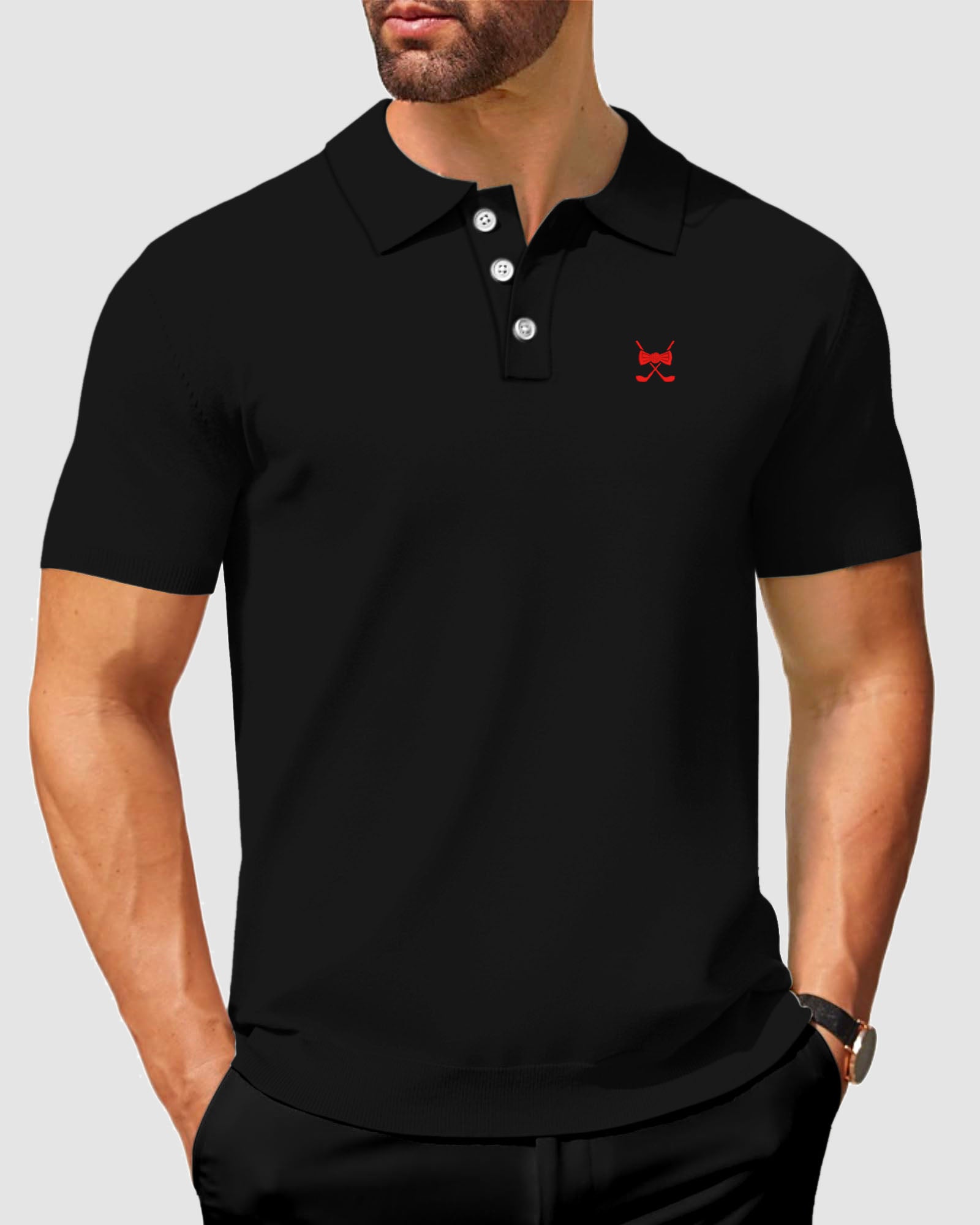 Men's Solid Color Custom Logo Nylon Polo