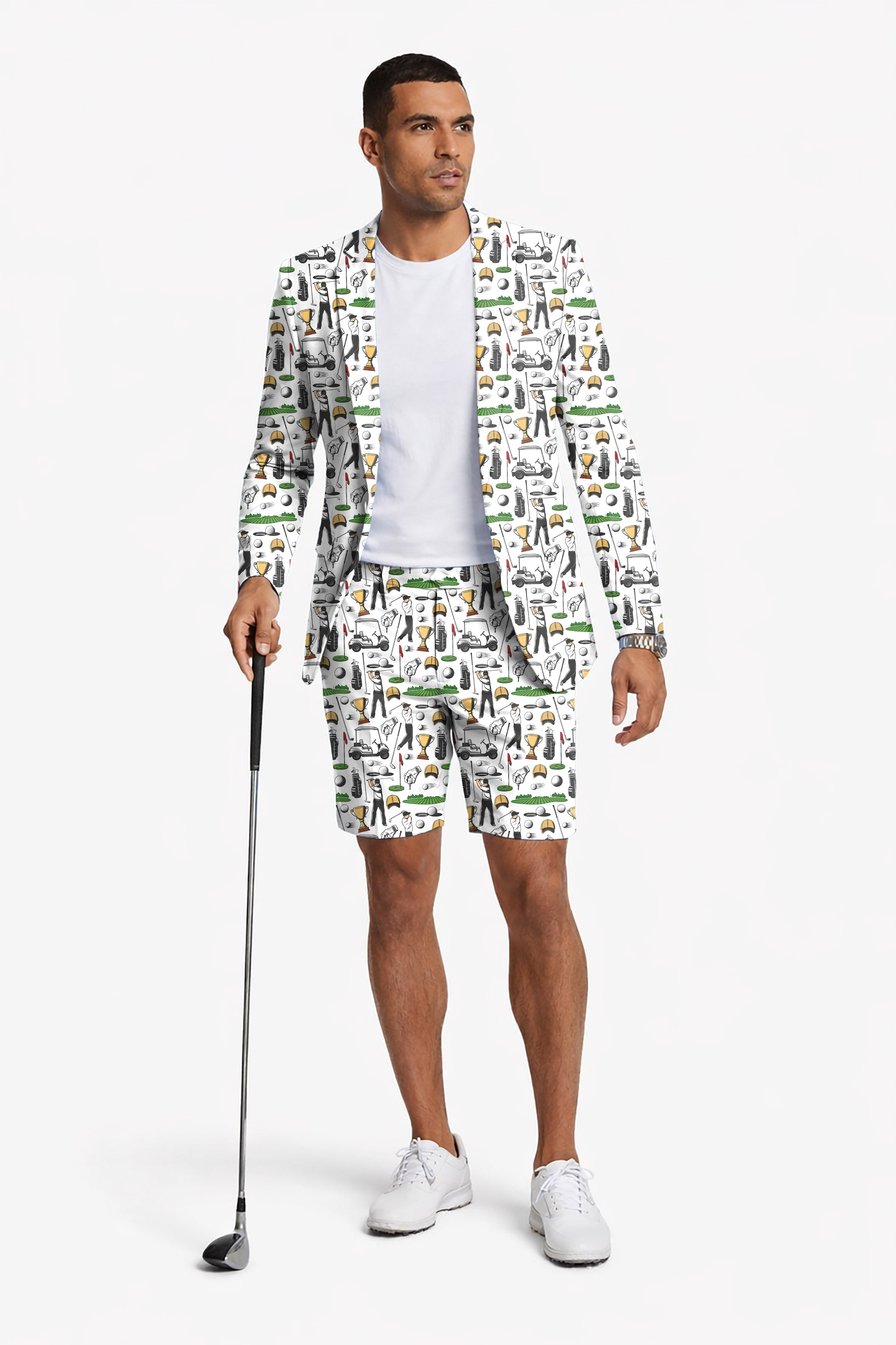 Golf equipt Men's Party Costumes-Theme Party 2pcs Suit set-Blazer Shorts