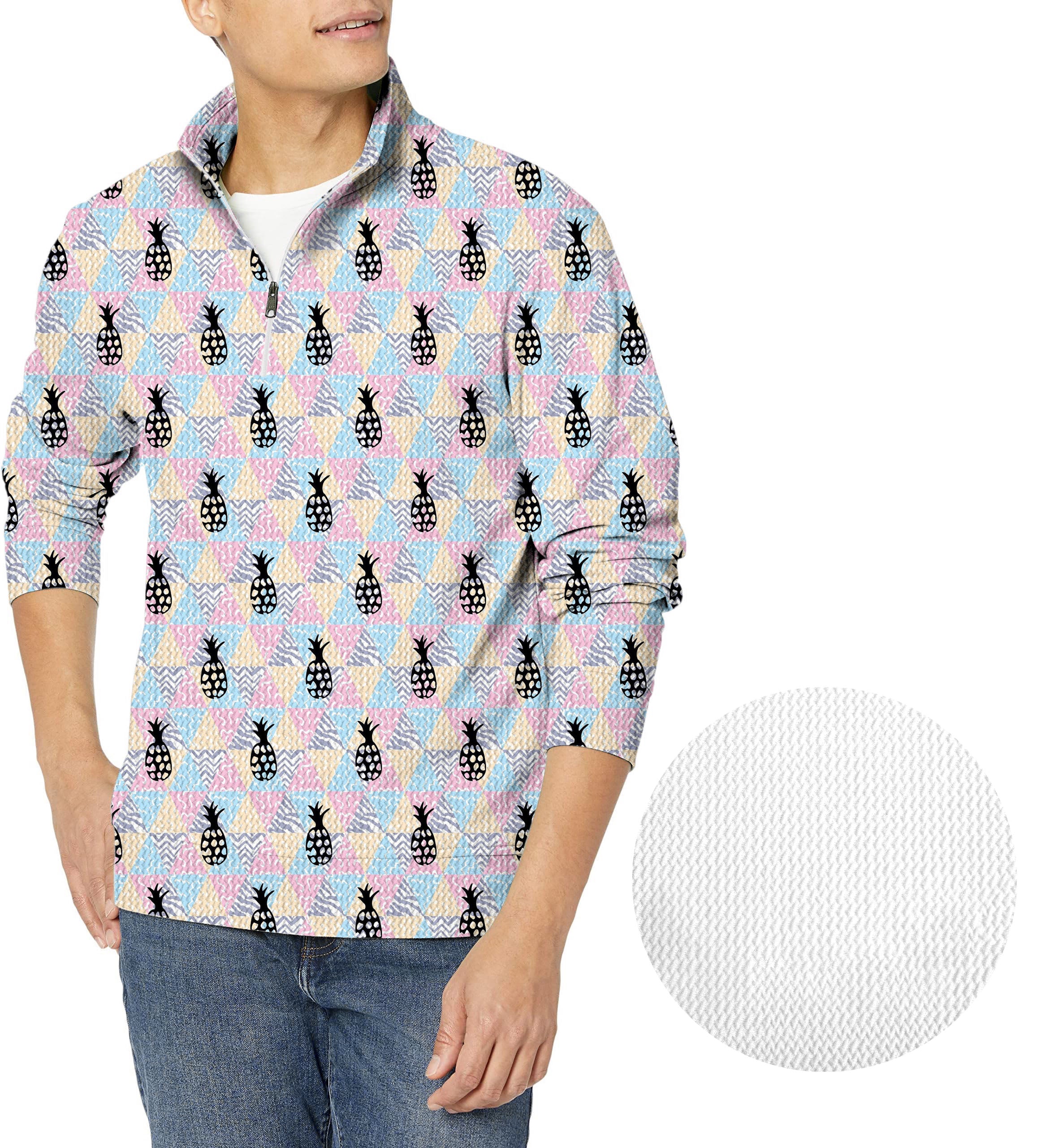 Pineapple Paradise-Men's Golf Waffle Zipper Pullover