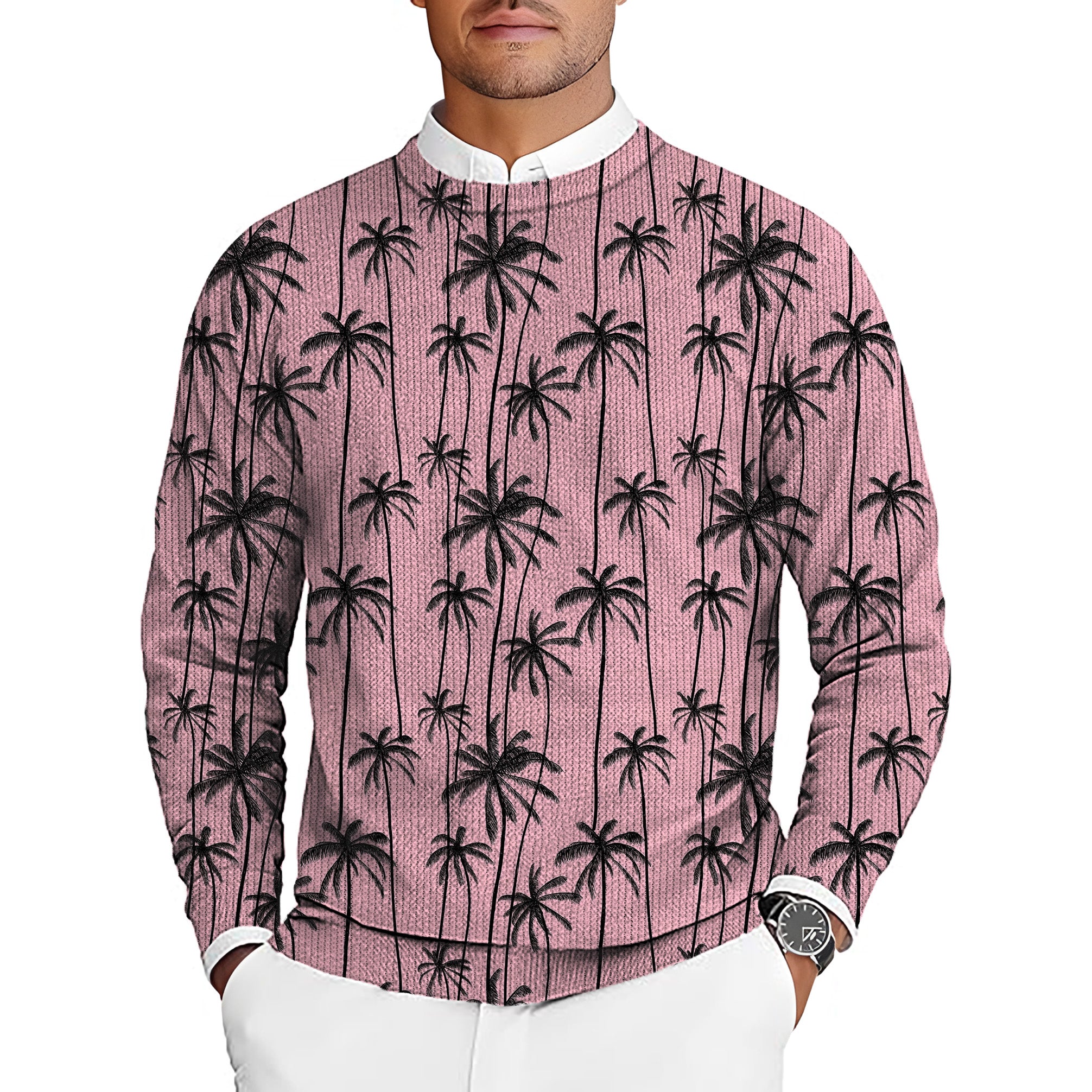 Miami Palms Men's Golf Crewneck Pullover Sweaters Ugly Sweater