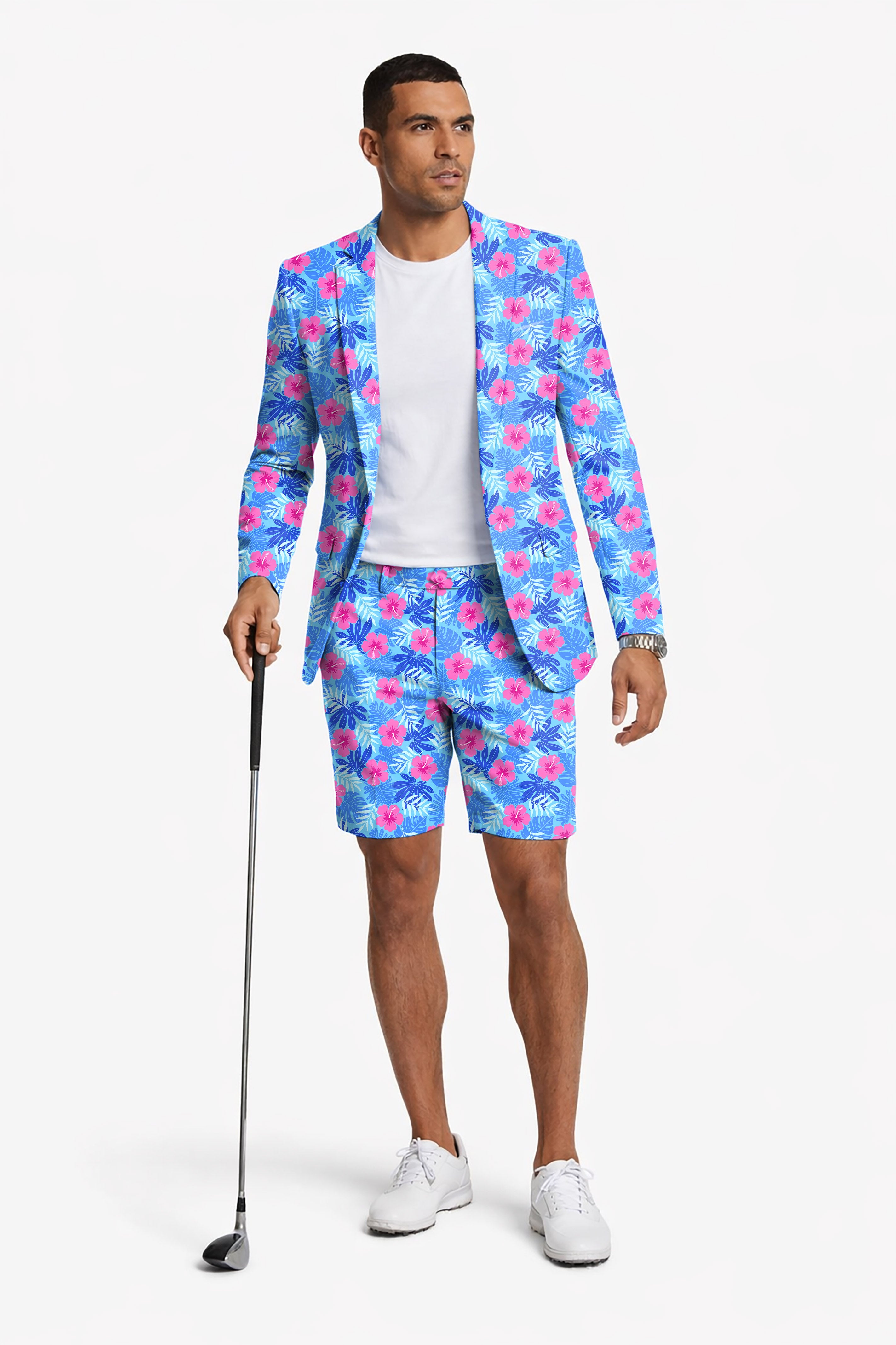 Vivid Bloom flower Men's Party Costumes-Theme Party 2pcs Suit set-Blazer Shorts