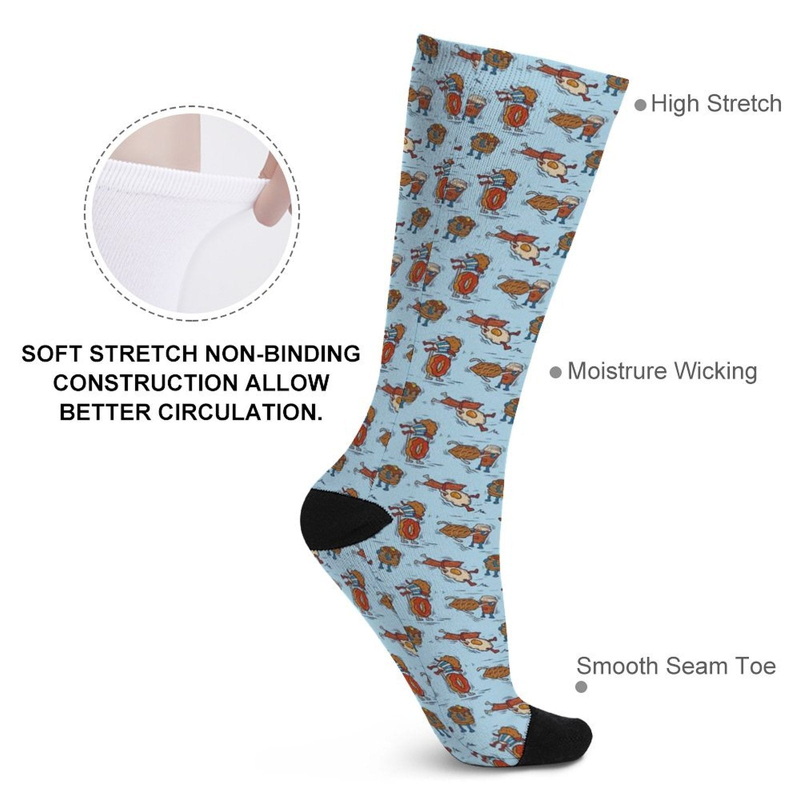 Breakfast Brawl Prined socks Gifts for Men Women